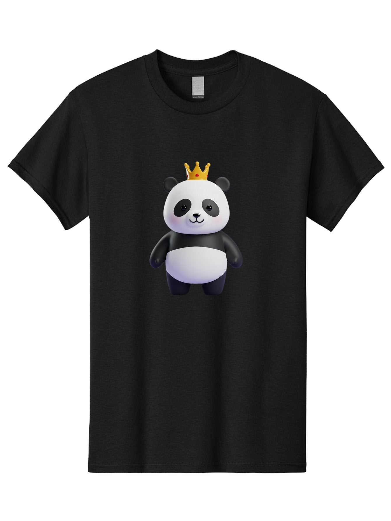 Panda-With-Crown-3 Men'S Graphic Tee, 100% Cotton, Comfortable Casual Summer Wear, Machine Washable, Cartoon Panda Bear, Cute Illustration, Panda With Crown, Golden Crown, Kawaii Character, Adorable Animal, Black And White Panda, Funny Panda, Bae610 4