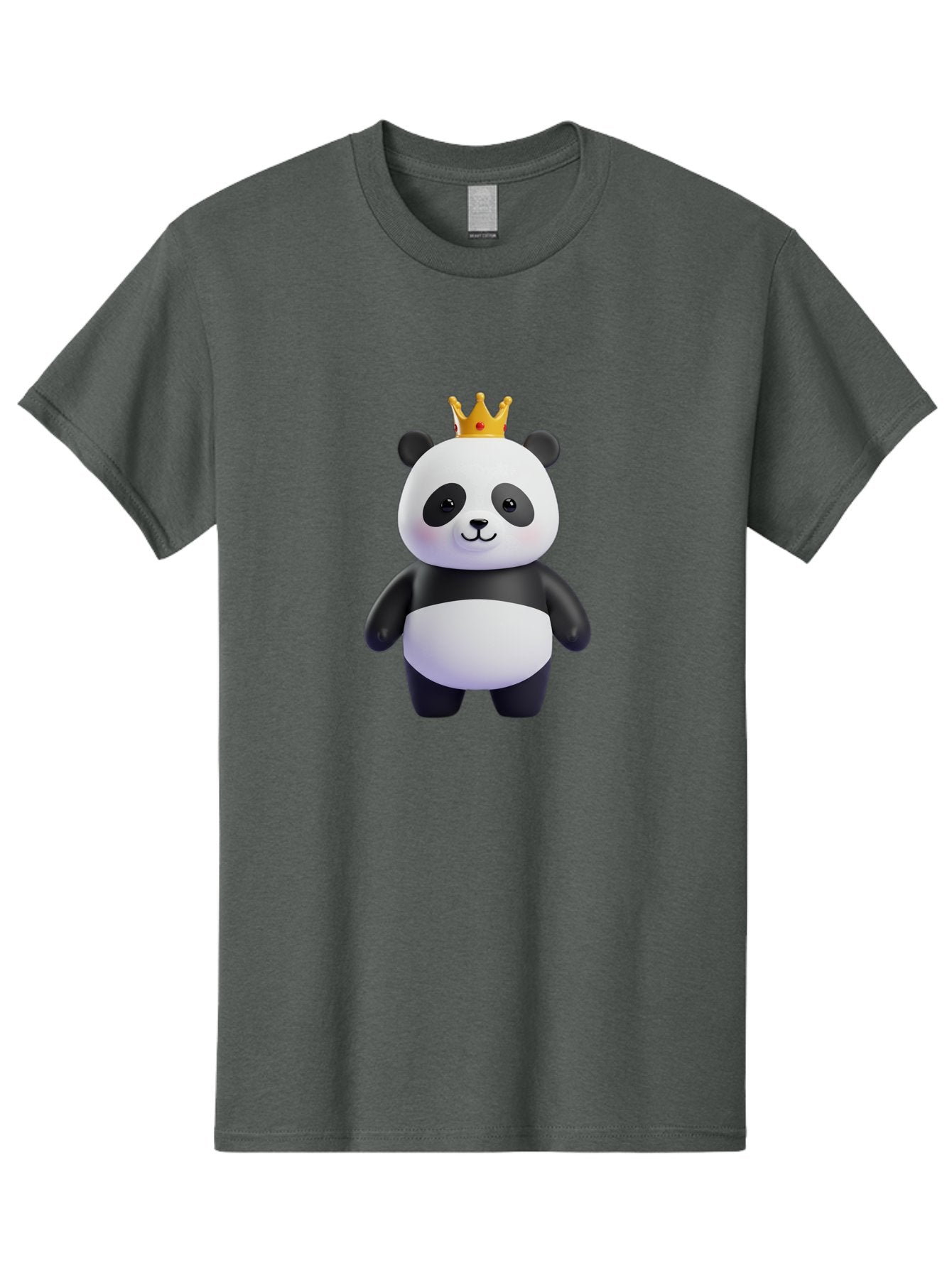 Panda-With-Crown-3 Men'S Graphic Tee, 100% Cotton, Comfortable Casual Summer Wear, Machine Washable, Cartoon Panda Bear, Cute Illustration, Panda With Crown, Golden Crown, Kawaii Character, Adorable Animal, Black And White Panda, Funny Panda, Bae610 3