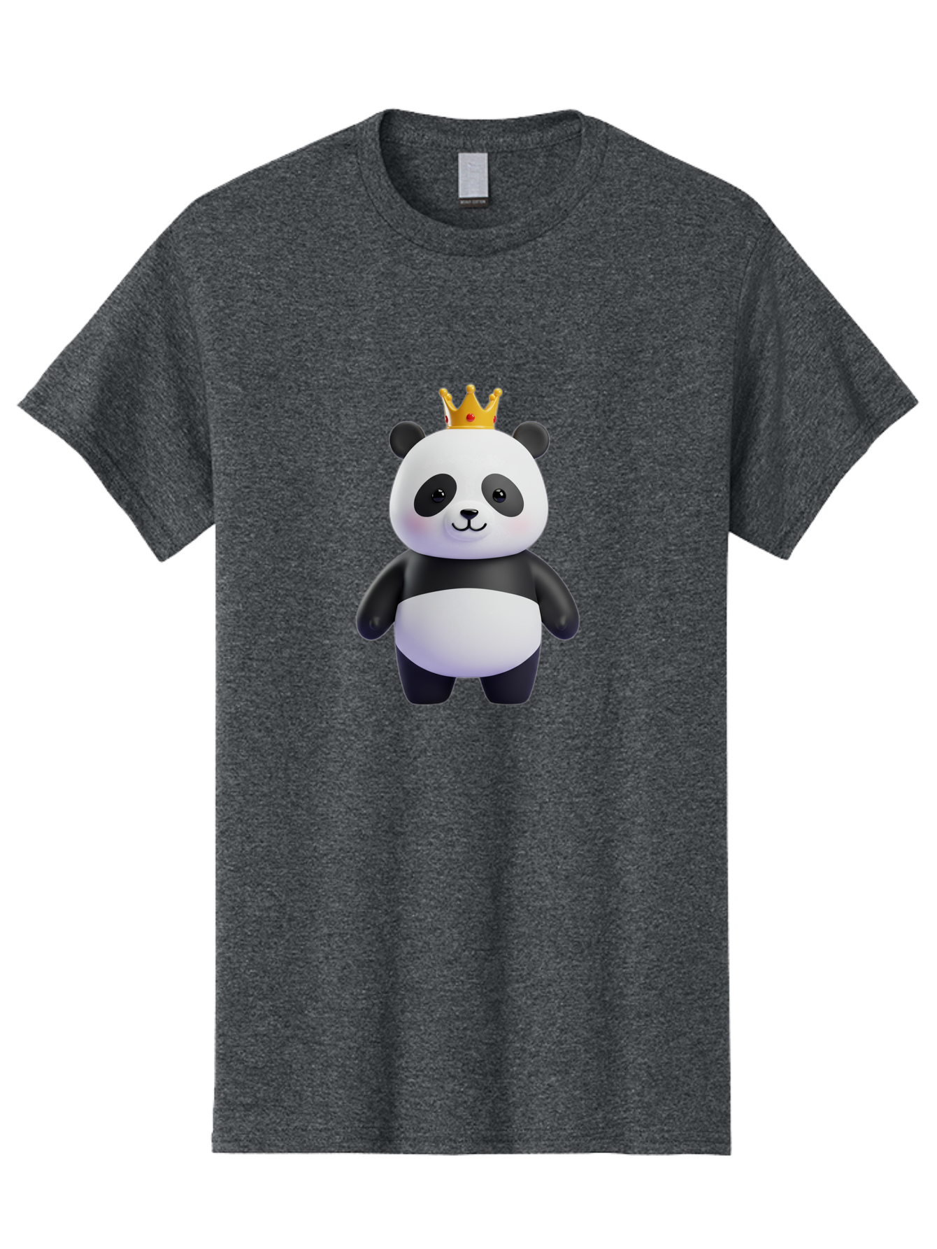 Panda-With-Crown-3 Men'S Graphic Tee, 100% Cotton, Comfortable Casual Summer Wear, Machine Washable, Cartoon Panda Bear, Cute Illustration, Panda With Crown, Golden Crown, Kawaii Character, Adorable Animal, Black And White Panda, Funny Panda, Bae610