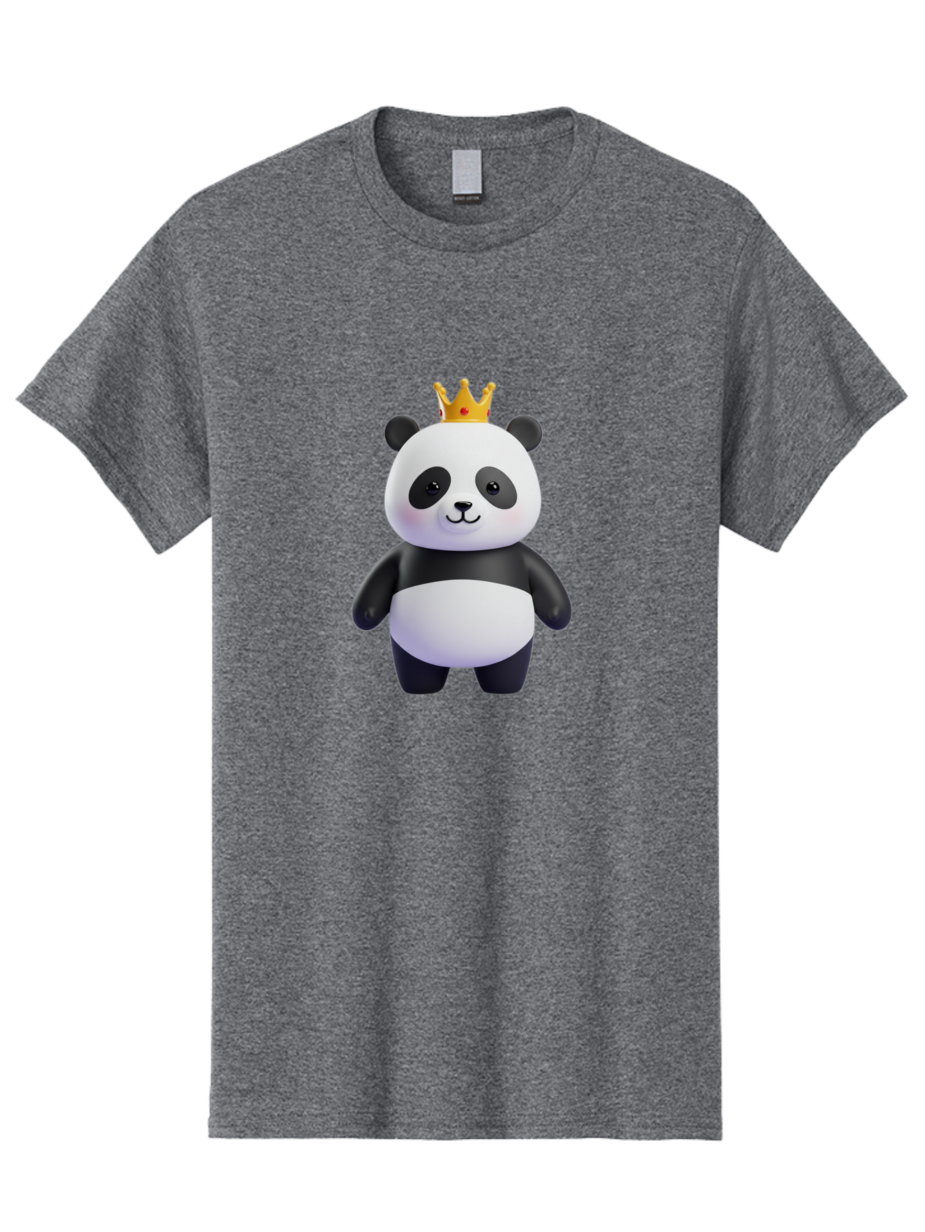 Panda-With-Crown-3 Men'S Graphic Tee, 100% Cotton, Comfortable Casual Summer Wear, Machine Washable, Cartoon Panda Bear, Cute Illustration, Panda With Crown, Golden Crown, Kawaii Character, Adorable Animal, Black And White Panda, Funny Panda, Bae610