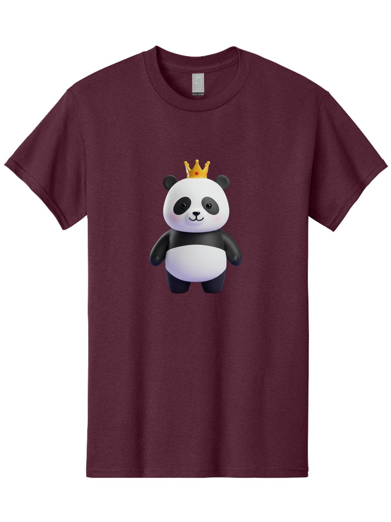 Panda-With-Crown-3 Men'S Graphic Tee, 100% Cotton, Comfortable Casual Summer Wear, Machine Washable, Cartoon Panda Bear, Cute Illustration, Panda With Crown, Golden Crown, Kawaii Character, Adorable Animal, Black And White Panda, Funny Panda, Bae610 5