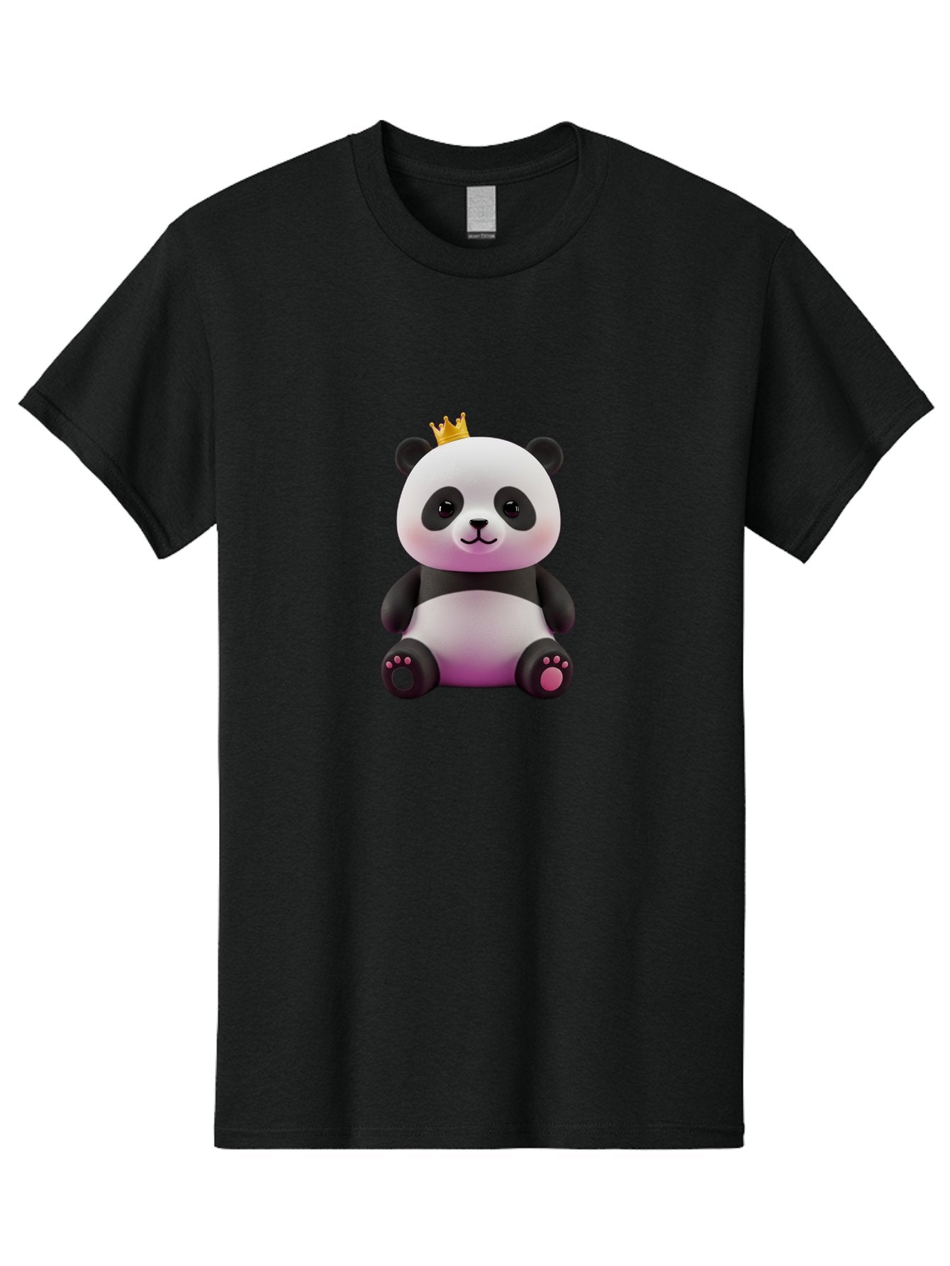 Panda-With-Crown-4 Men'S Graphic Tee, 100% Cotton, Comfortable Casual Summer Wear, Machine Washable, Cartoon Panda, Cute Animal, Kawaii Character, Adorable Bear, Crowned Panda, Digital Illustration, Fantasy Creature, Sitting Panda, Bae611 15