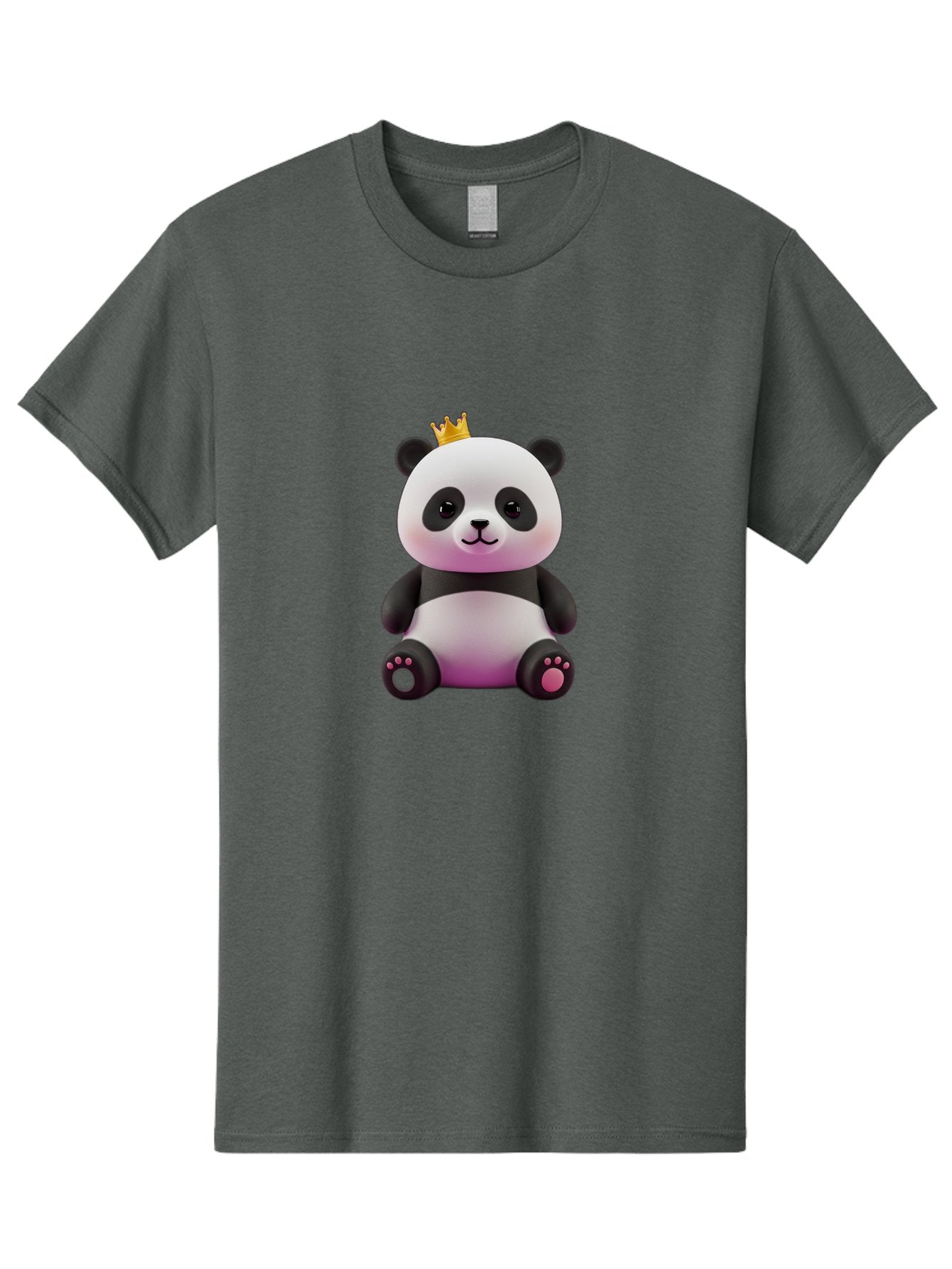 Panda-With-Crown-4 Men'S Graphic Tee, 100% Cotton, Comfortable Casual Summer Wear, Machine Washable, Cartoon Panda, Cute Animal, Kawaii Character, Adorable Bear, Crowned Panda, Digital Illustration, Fantasy Creature, Sitting Panda, Bae611 13