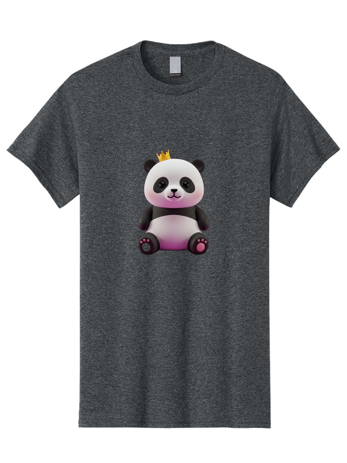 Panda-With-Crown-4 Men'S Graphic Tee, 100% Cotton, Comfortable Casual Summer Wear, Machine Washable, Cartoon Panda, Cute Animal, Kawaii Character, Adorable Bear, Crowned Panda, Digital Illustration, Fantasy Creature, Sitting Panda, Bae611 9