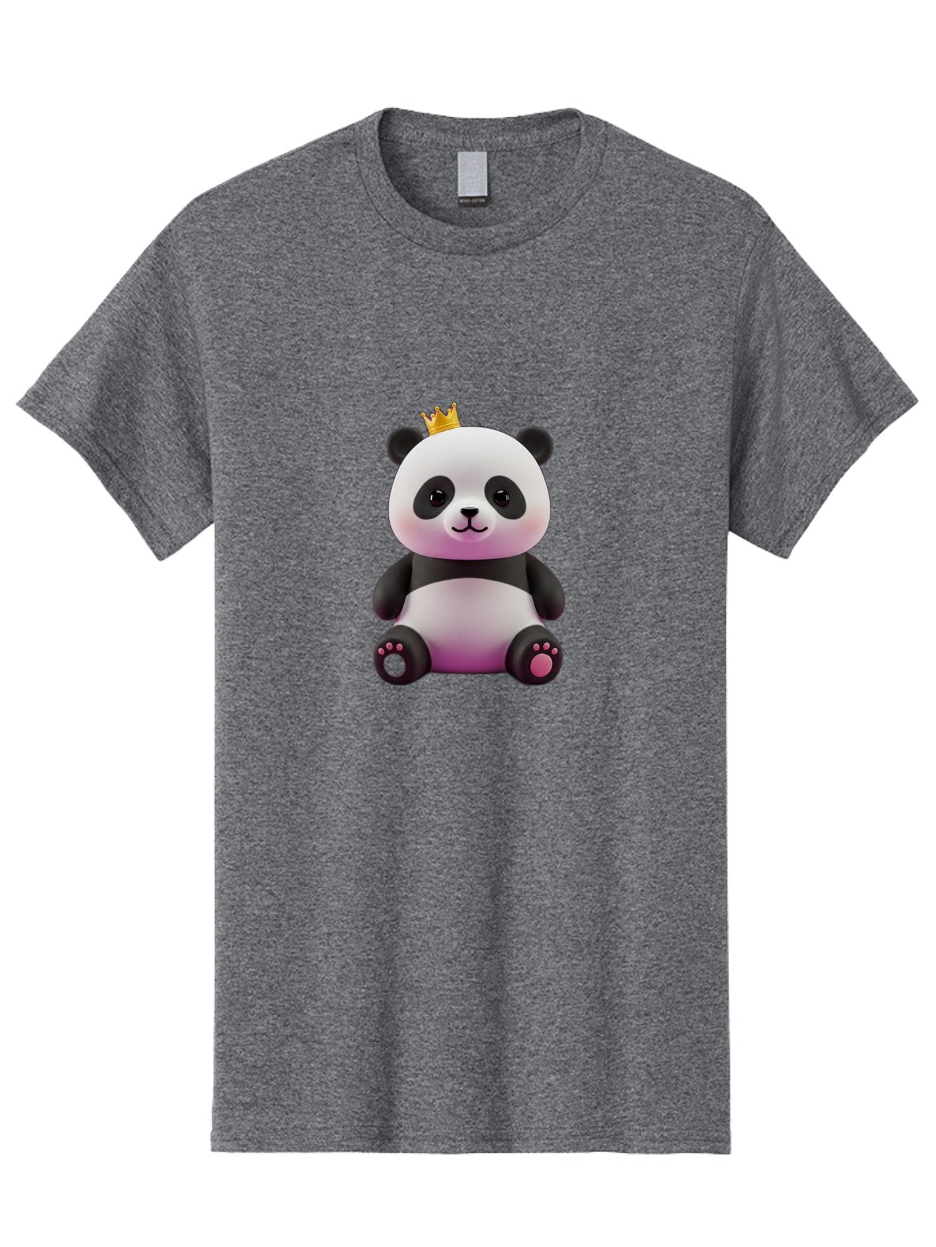 Panda-With-Crown-4 Men'S Graphic Tee, 100% Cotton, Comfortable Casual Summer Wear, Machine Washable, Cartoon Panda, Cute Animal, Kawaii Character, Adorable Bear, Crowned Panda, Digital Illustration, Fantasy Creature, Sitting Panda, Bae611 6