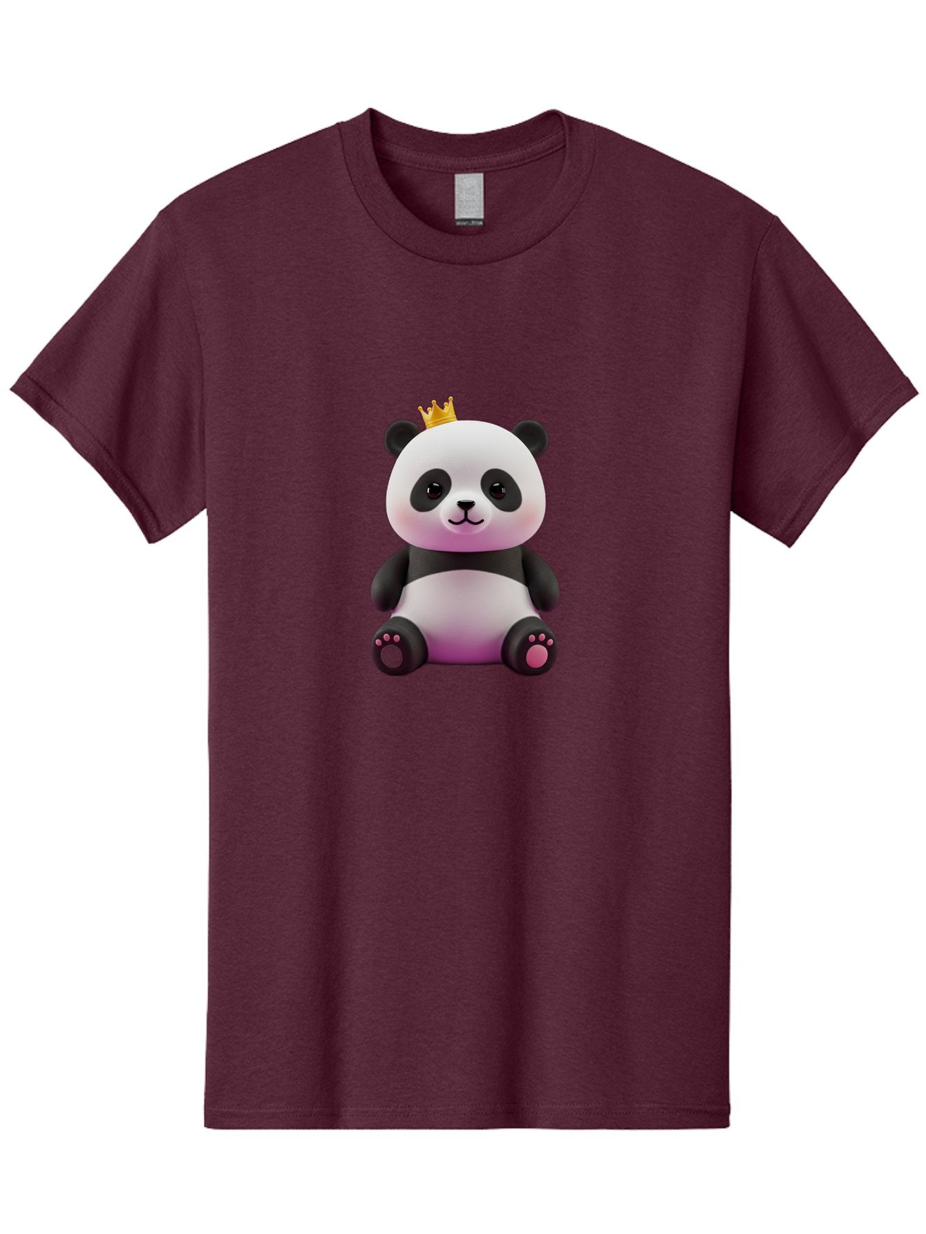 Panda-With-Crown-4 Men'S Graphic Tee, 100% Cotton, Comfortable Casual Summer Wear, Machine Washable, Cartoon Panda, Cute Animal, Kawaii Character, Adorable Bear, Crowned Panda, Digital Illustration, Fantasy Creature, Sitting Panda, Bae611 3