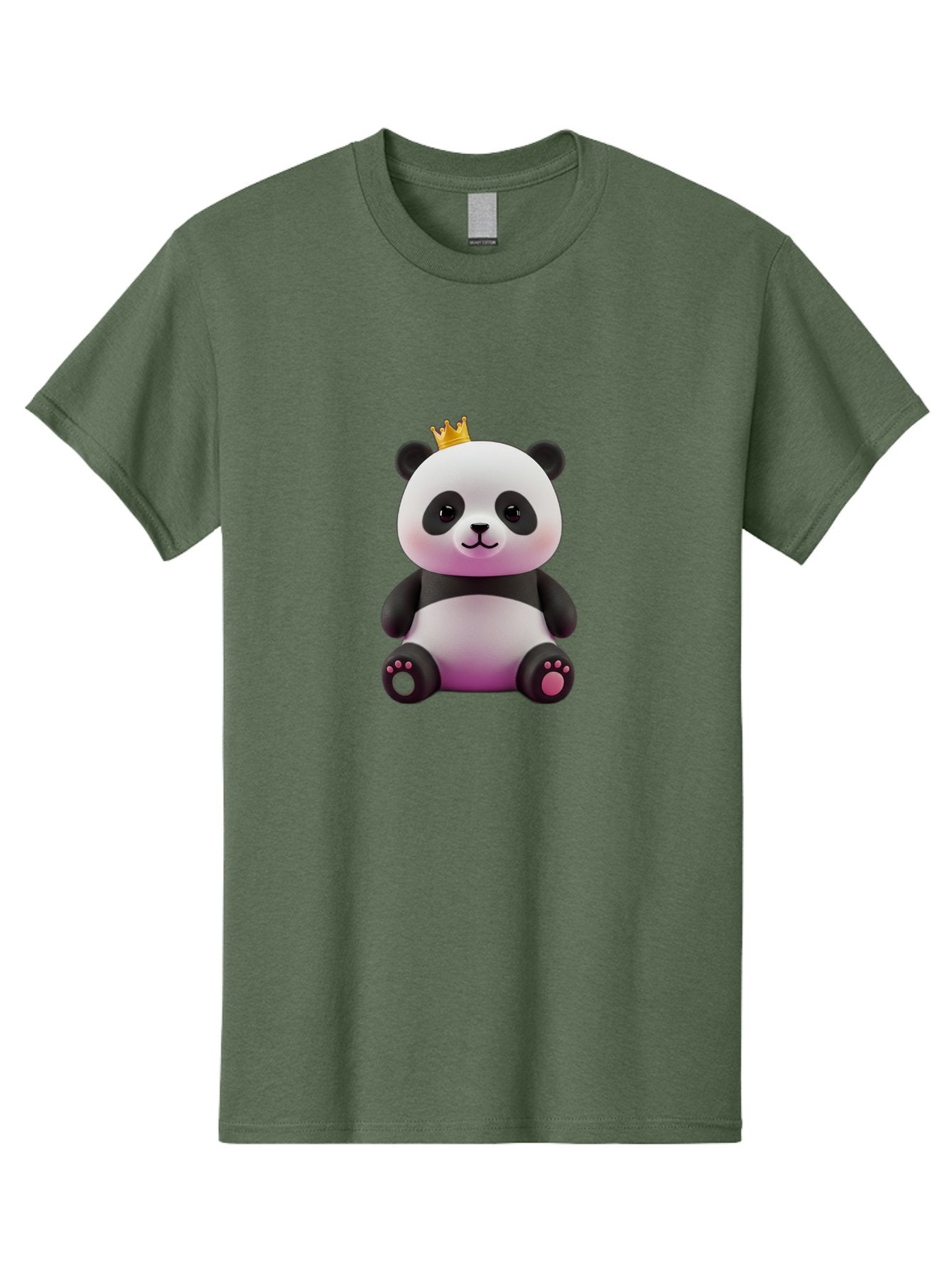 Panda-With-Crown-4 Men'S Graphic Tee, 100% Cotton, Comfortable Casual Summer Wear, Machine Washable, Cartoon Panda, Cute Animal, Kawaii Character, Adorable Bear, Crowned Panda, Digital Illustration, Fantasy Creature, Sitting Panda, Bae611 11