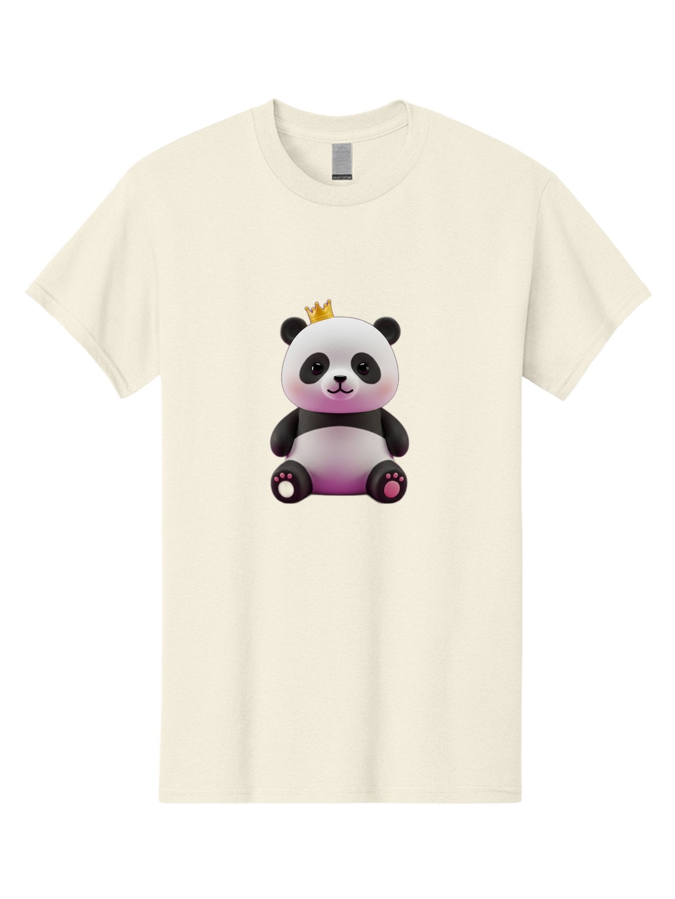 Panda-With-Crown-4 Men'S Graphic Tee, 100% Cotton, Comfortable Casual Summer Wear, Machine Washable, Cartoon Panda, Cute Animal, Kawaii Character, Adorable Bear, Crowned Panda, Digital Illustration, Fantasy Creature, Sitting Panda, Bae611 14