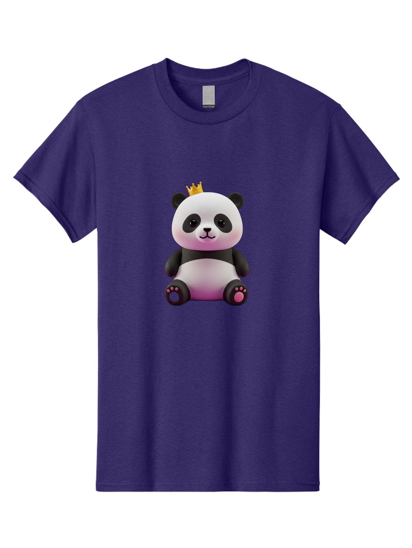 Panda-With-Crown-4 Men'S Graphic Tee, 100% Cotton, Comfortable Casual Summer Wear, Machine Washable, Cartoon Panda, Cute Animal, Kawaii Character, Adorable Bear, Crowned Panda, Digital Illustration, Fantasy Creature, Sitting Panda, Bae611