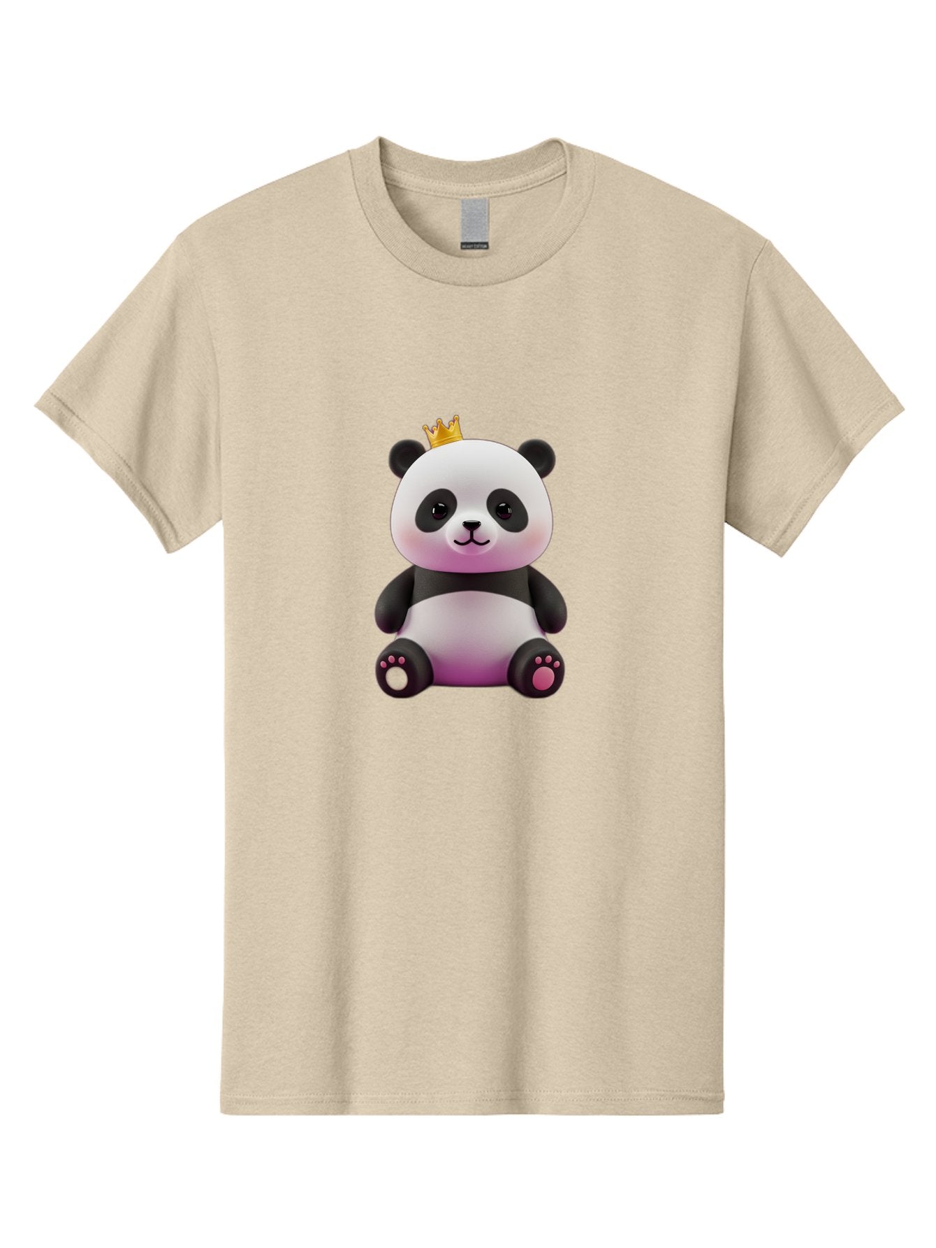 Panda-With-Crown-4 Men'S Graphic Tee, 100% Cotton, Comfortable Casual Summer Wear, Machine Washable, Cartoon Panda, Cute Animal, Kawaii Character, Adorable Bear, Crowned Panda, Digital Illustration, Fantasy Creature, Sitting Panda, Bae611 12