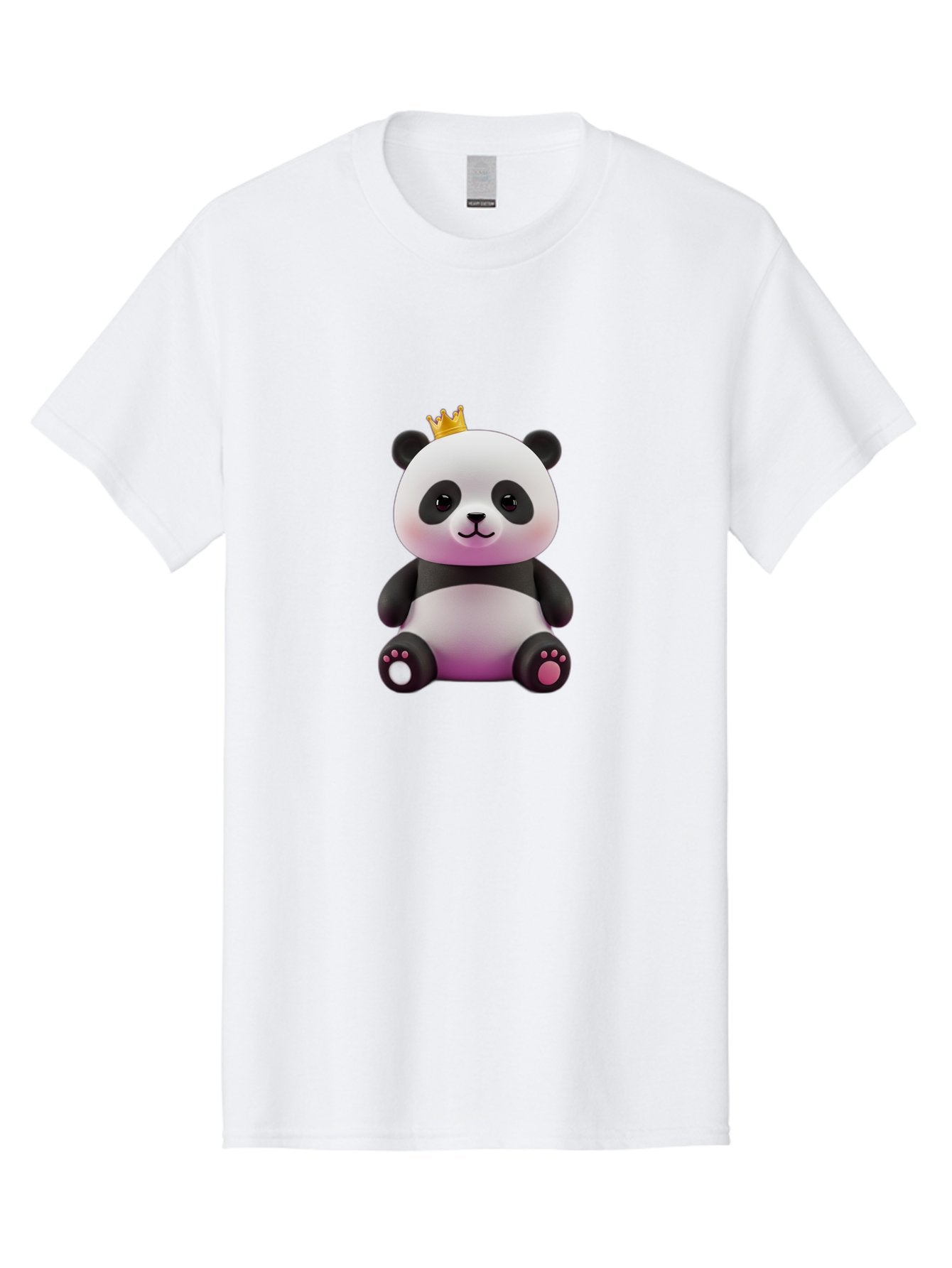 Panda-With-Crown-4 Men'S Graphic Tee, 100% Cotton, Comfortable Casual Summer Wear, Machine Washable, Cartoon Panda, Cute Animal, Kawaii Character, Adorable Bear, Crowned Panda, Digital Illustration, Fantasy Creature, Sitting Panda, Bae611 8