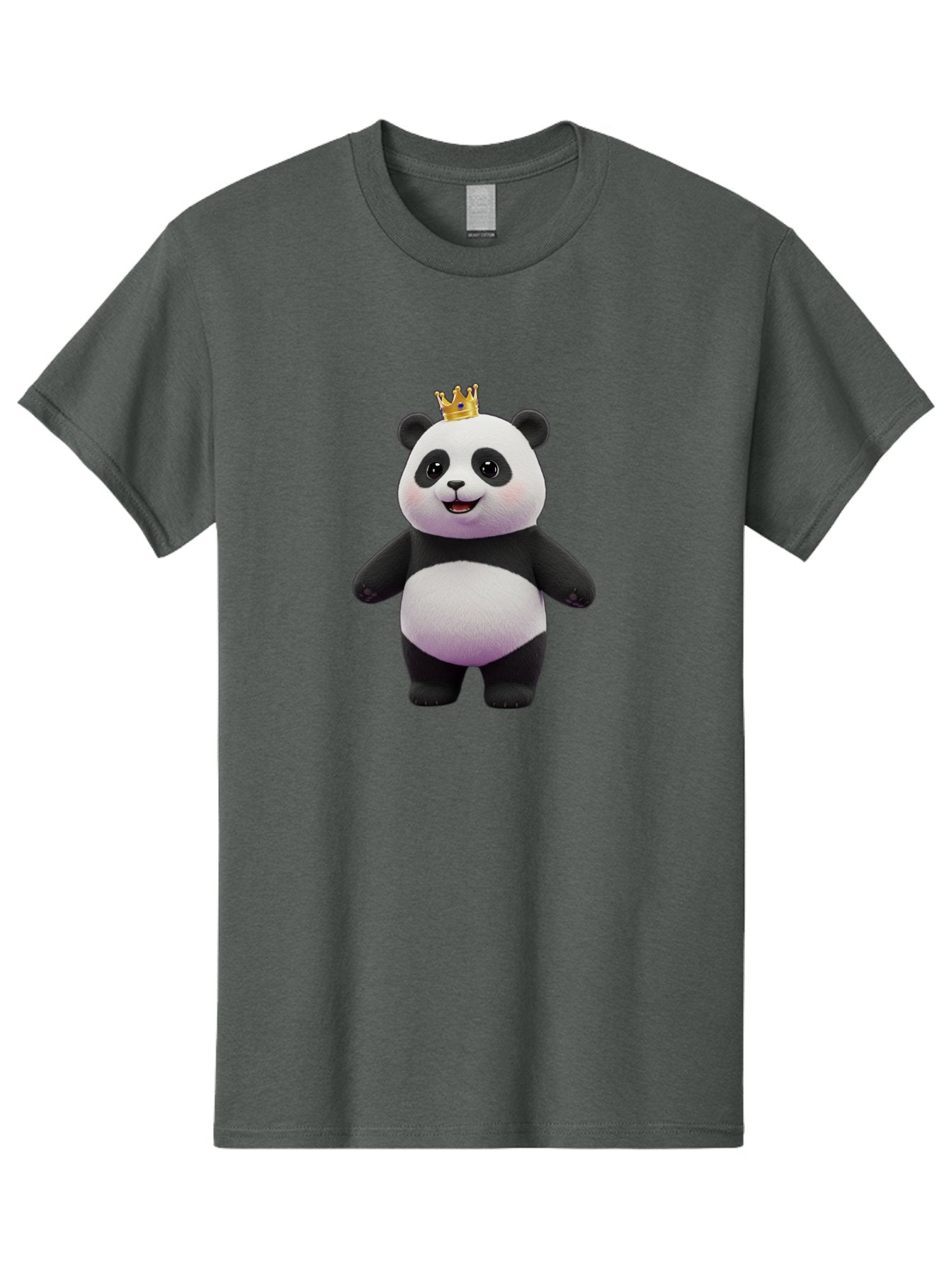 Panda-With-Crown-5 Men'S Graphic Tee, 100% Cotton, Comfortable Casual Summer Wear, Machine Washable, Cartoon Panda Bear, Cute Animal Character, Black And White Panda, Gold Crown, Regal Animal, Funny Cartoon, Adorable Creature, Bae612 3