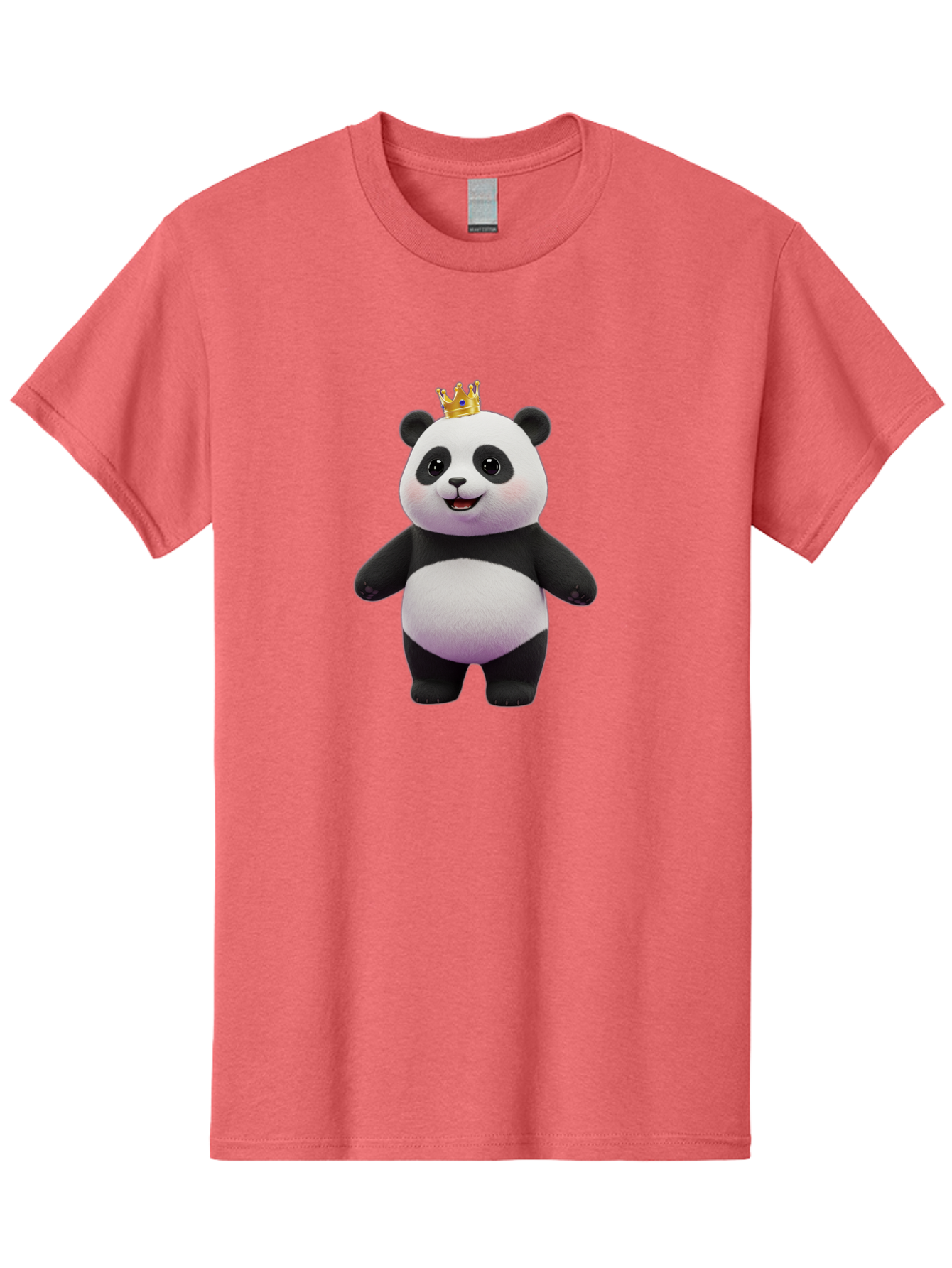 Panda-With-Crown-5 Men'S Graphic Tee, 100% Cotton, Comfortable Casual Summer Wear, Machine Washable, Cartoon Panda Bear, Cute Animal Character, Black And White Panda, Gold Crown, Regal Animal, Funny Cartoon, Adorable Creature, Bae612 10