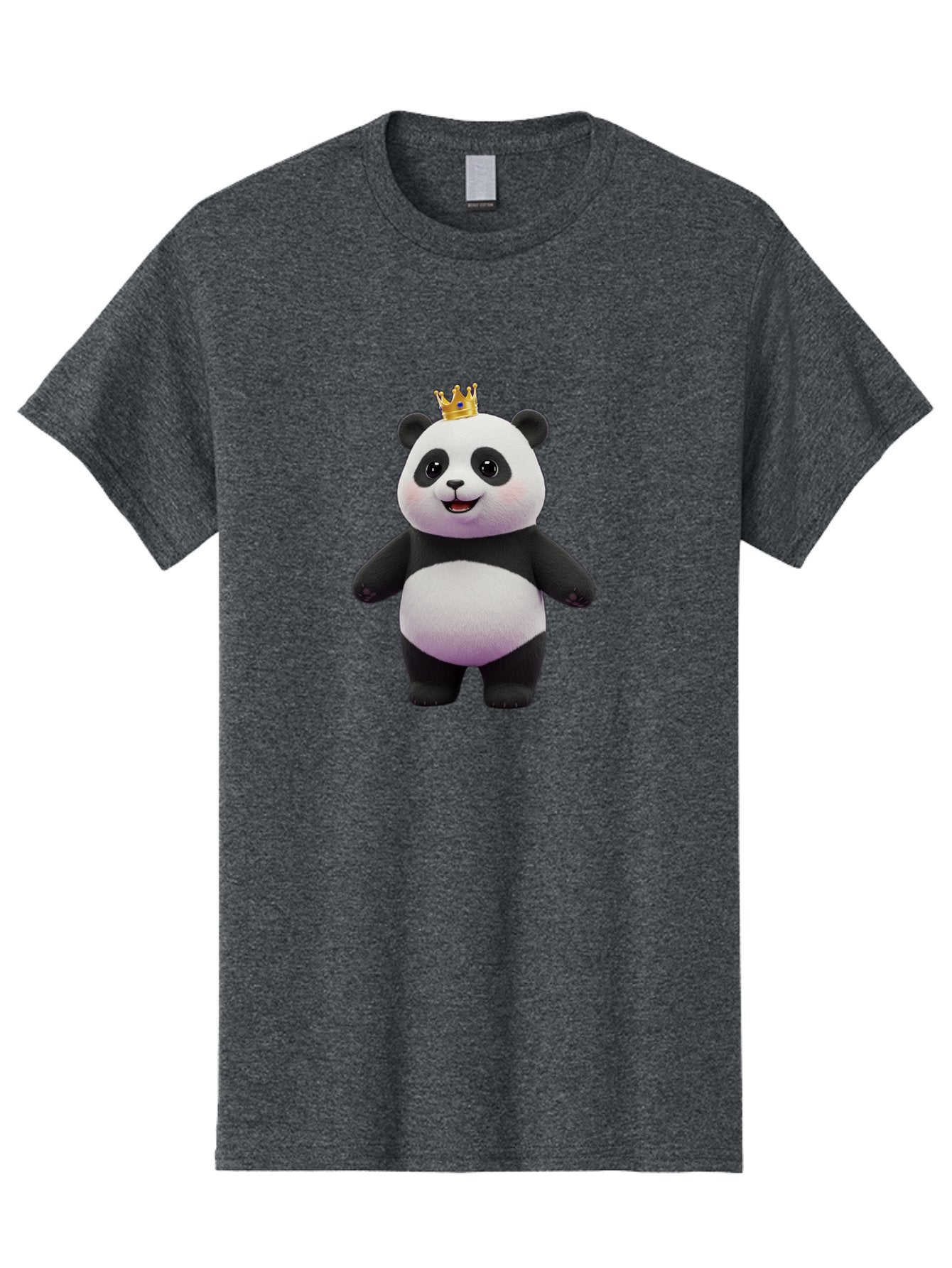 Panda-With-Crown-5 Men'S Graphic Tee, 100% Cotton, Comfortable Casual Summer Wear, Machine Washable, Cartoon Panda Bear, Cute Animal Character, Black And White Panda, Gold Crown, Regal Animal, Funny Cartoon, Adorable Creature, Bae612 12