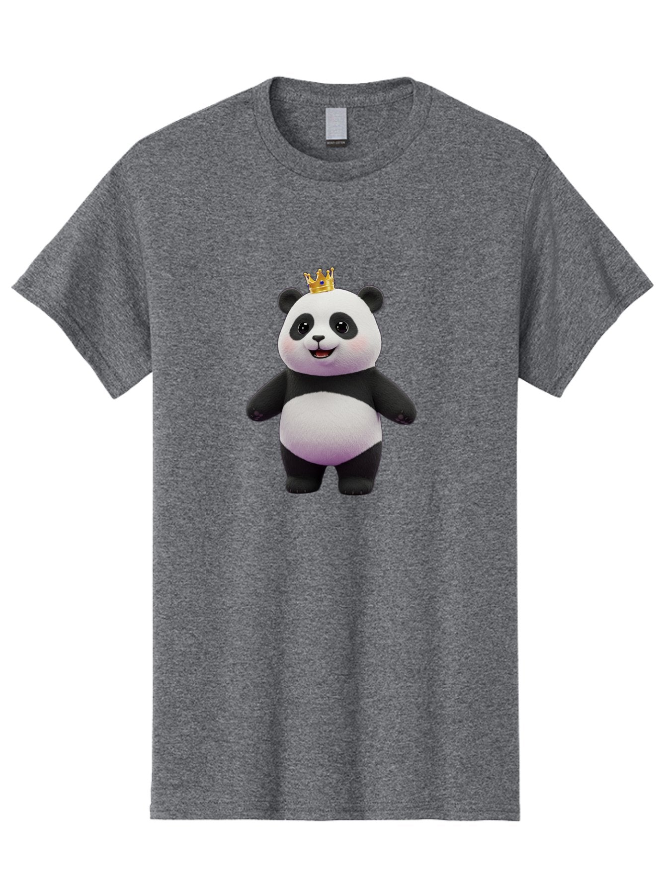 Panda-With-Crown-5 Men'S Graphic Tee, 100% Cotton, Comfortable Casual Summer Wear, Machine Washable, Cartoon Panda Bear, Cute Animal Character, Black And White Panda, Gold Crown, Regal Animal, Funny Cartoon, Adorable Creature, Bae612 9