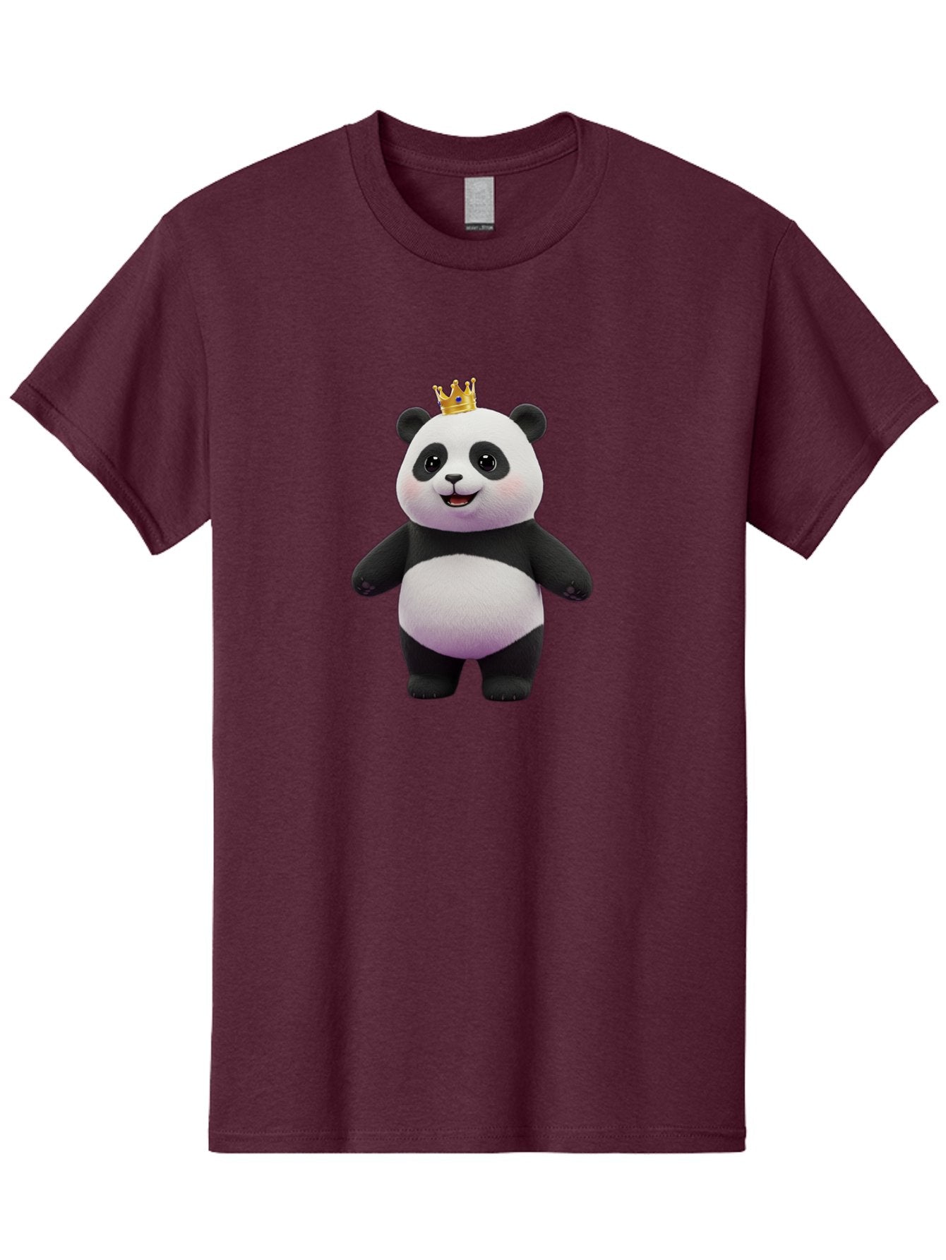 Panda-With-Crown-5 Men'S Graphic Tee, 100% Cotton, Comfortable Casual Summer Wear, Machine Washable, Cartoon Panda Bear, Cute Animal Character, Black And White Panda, Gold Crown, Regal Animal, Funny Cartoon, Adorable Creature, Bae612 11