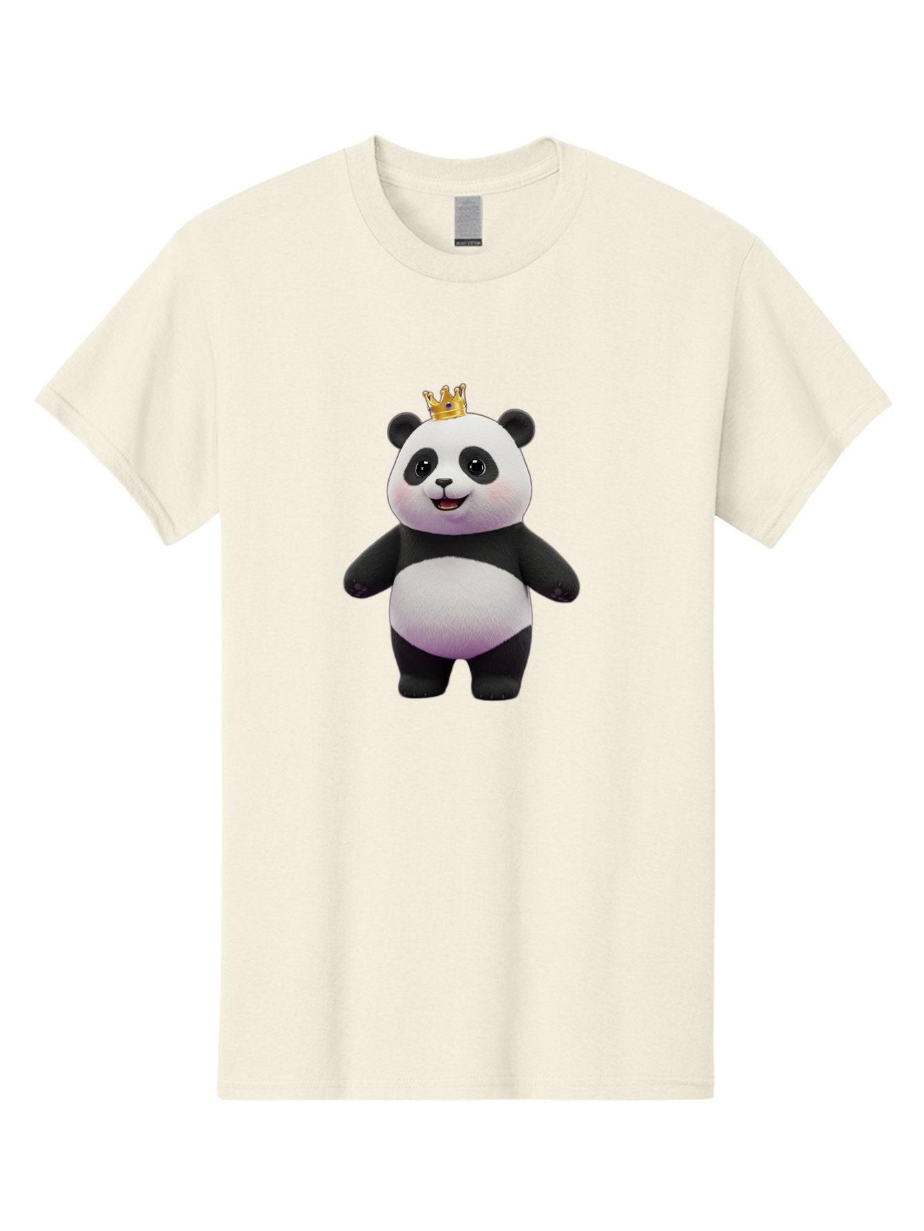 Panda-With-Crown-5 Men'S Graphic Tee, 100% Cotton, Comfortable Casual Summer Wear, Machine Washable, Cartoon Panda Bear, Cute Animal Character, Black And White Panda, Gold Crown, Regal Animal, Funny Cartoon, Adorable Creature, Bae612 10