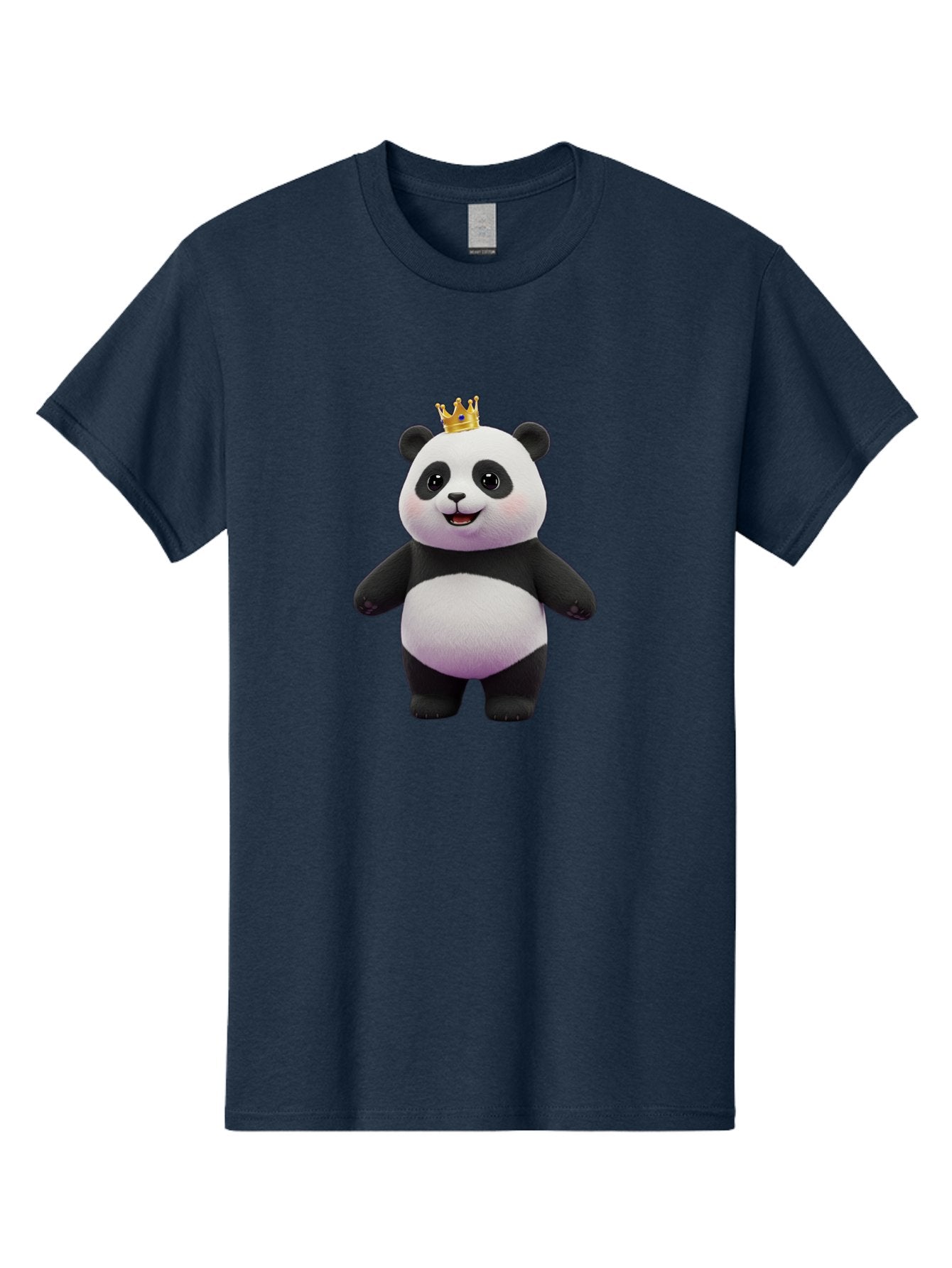 Panda-With-Crown-5 Men'S Graphic Tee, 100% Cotton, Comfortable Casual Summer Wear, Machine Washable, Cartoon Panda Bear, Cute Animal Character, Black And White Panda, Gold Crown, Regal Animal, Funny Cartoon, Adorable Creature, Bae612 6