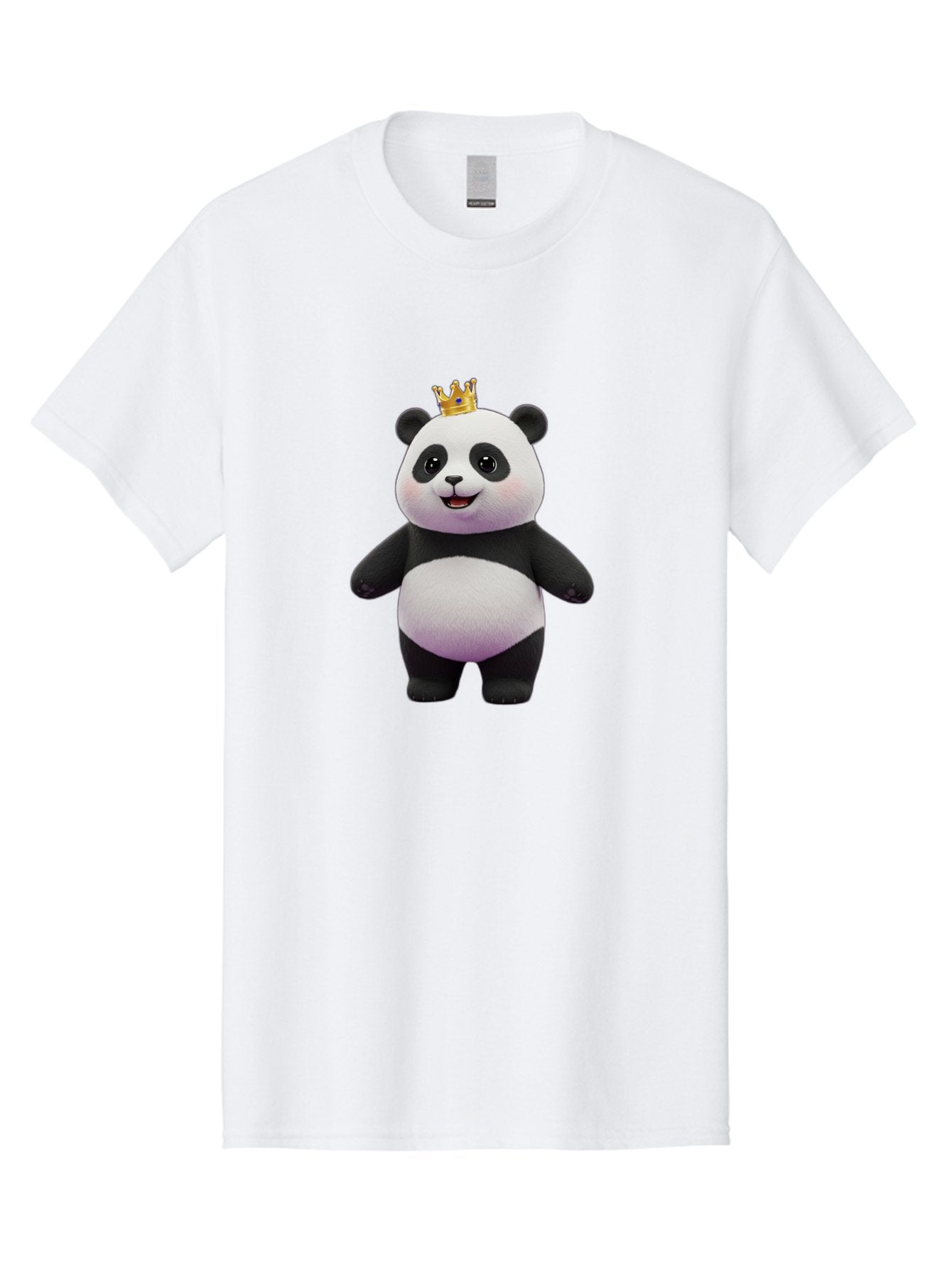 Panda-With-Crown-5 Men'S Graphic Tee, 100% Cotton, Comfortable Casual Summer Wear, Machine Washable, Cartoon Panda Bear, Cute Animal Character, Black And White Panda, Gold Crown, Regal Animal, Funny Cartoon, Adorable Creature, Bae612 7