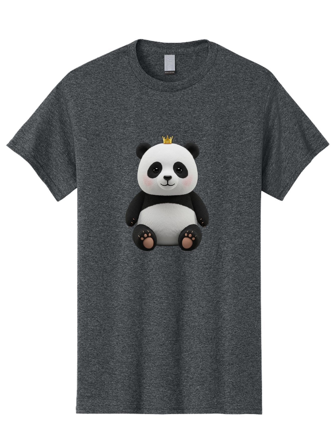 Panda-With-Crown-6 Men'S Graphic Tee, 100% Cotton, Comfortable Casual Summer Wear, Machine Washable, Cute Panda Bear, Cartoon Panda, Panda With Crown, Royal Panda, Adorable Animal, Stuffed Panda, Kawaii Panda, Plush Toy, Fluffy Panda, Bae613 13