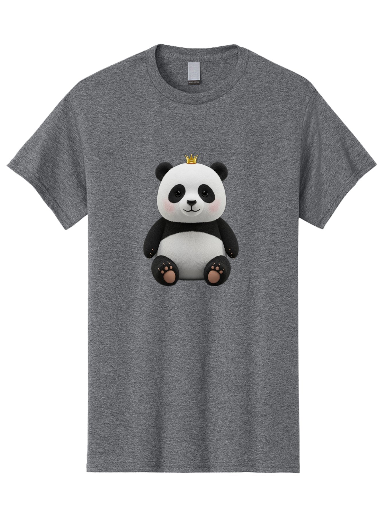 Panda-With-Crown-6 Men'S Graphic Tee, 100% Cotton, Comfortable Casual Summer Wear, Machine Washable, Cute Panda Bear, Cartoon Panda, Panda With Crown, Royal Panda, Adorable Animal, Stuffed Panda, Kawaii Panda, Plush Toy, Fluffy Panda, Bae613 3