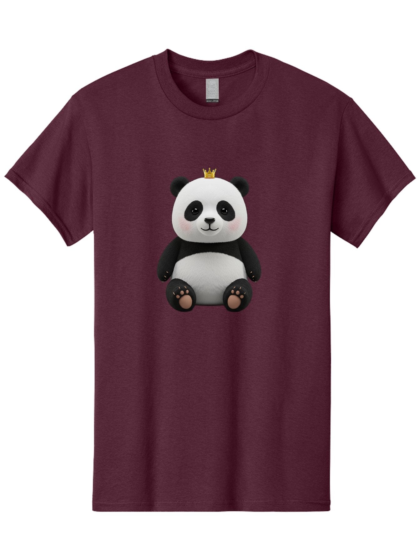 Panda-With-Crown-6 Men'S Graphic Tee, 100% Cotton, Comfortable Casual Summer Wear, Machine Washable, Cute Panda Bear, Cartoon Panda, Panda With Crown, Royal Panda, Adorable Animal, Stuffed Panda, Kawaii Panda, Plush Toy, Fluffy Panda, Bae613 4