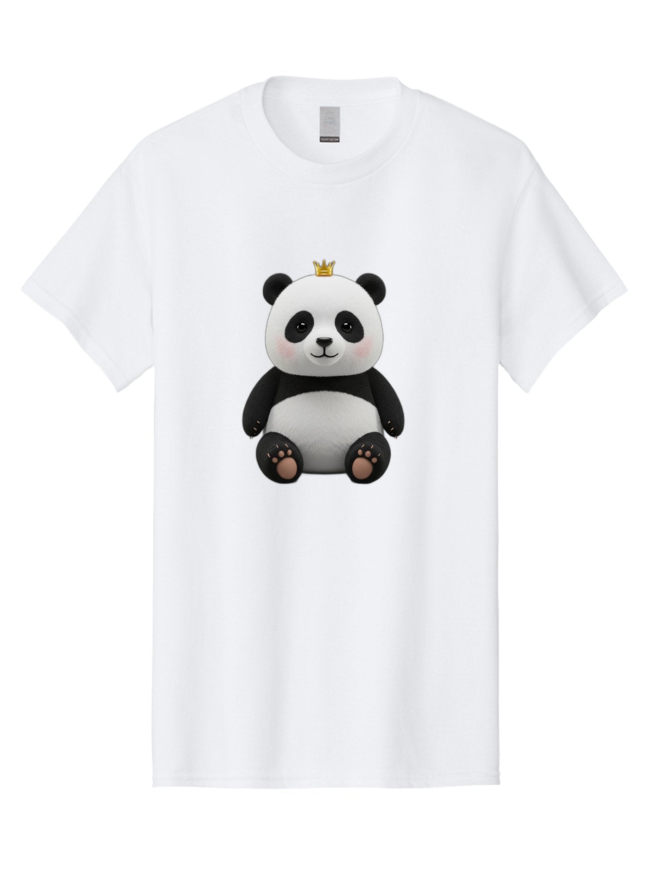 Panda-With-Crown-6 Men'S Graphic Tee, 100% Cotton, Comfortable Casual Summer Wear, Machine Washable, Cute Panda Bear, Cartoon Panda, Panda With Crown, Royal Panda, Adorable Animal, Stuffed Panda, Kawaii Panda, Plush Toy, Fluffy Panda, Bae613 6