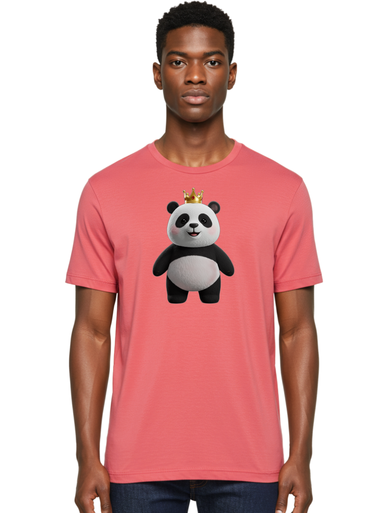 Panda-With-Crown-7 Men'S Graphic Tee, 100% Cotton, Comfortable Casual Summer Wear, Machine Washable, Cartoon Panda, Cute Animal, Panda Bear, Crown On Head, Regal Animal, Adorable Creature, Funny Character, Digital Art, Illustration, Bae614 23