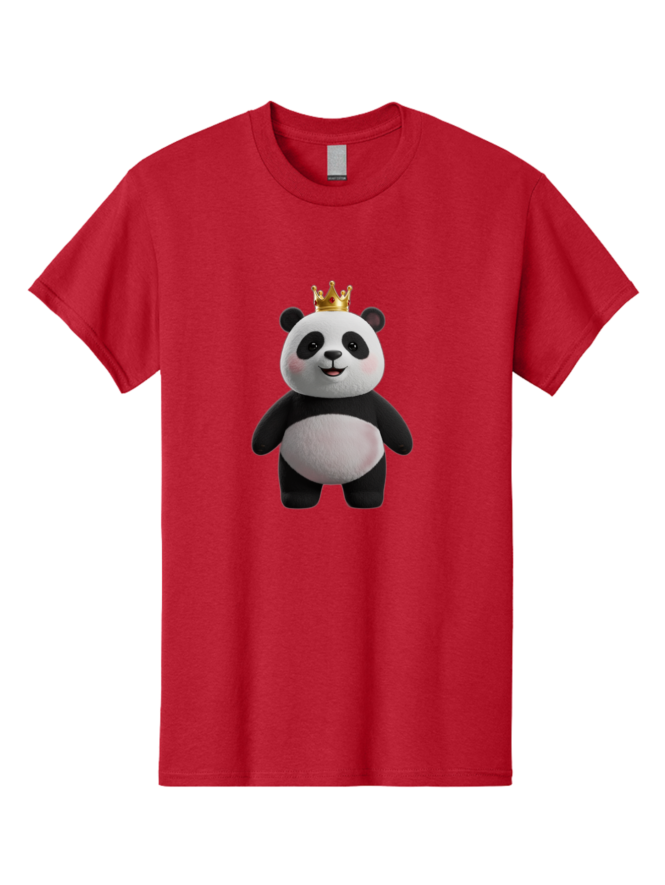 Panda-With-Crown-7 Men'S Graphic Tee, 100% Cotton, Comfortable Casual Summer Wear, Machine Washable, Cartoon Panda, Cute Animal, Panda Bear, Crown On Head, Regal Animal, Adorable Creature, Funny Character, Digital Art, Illustration, Bae614