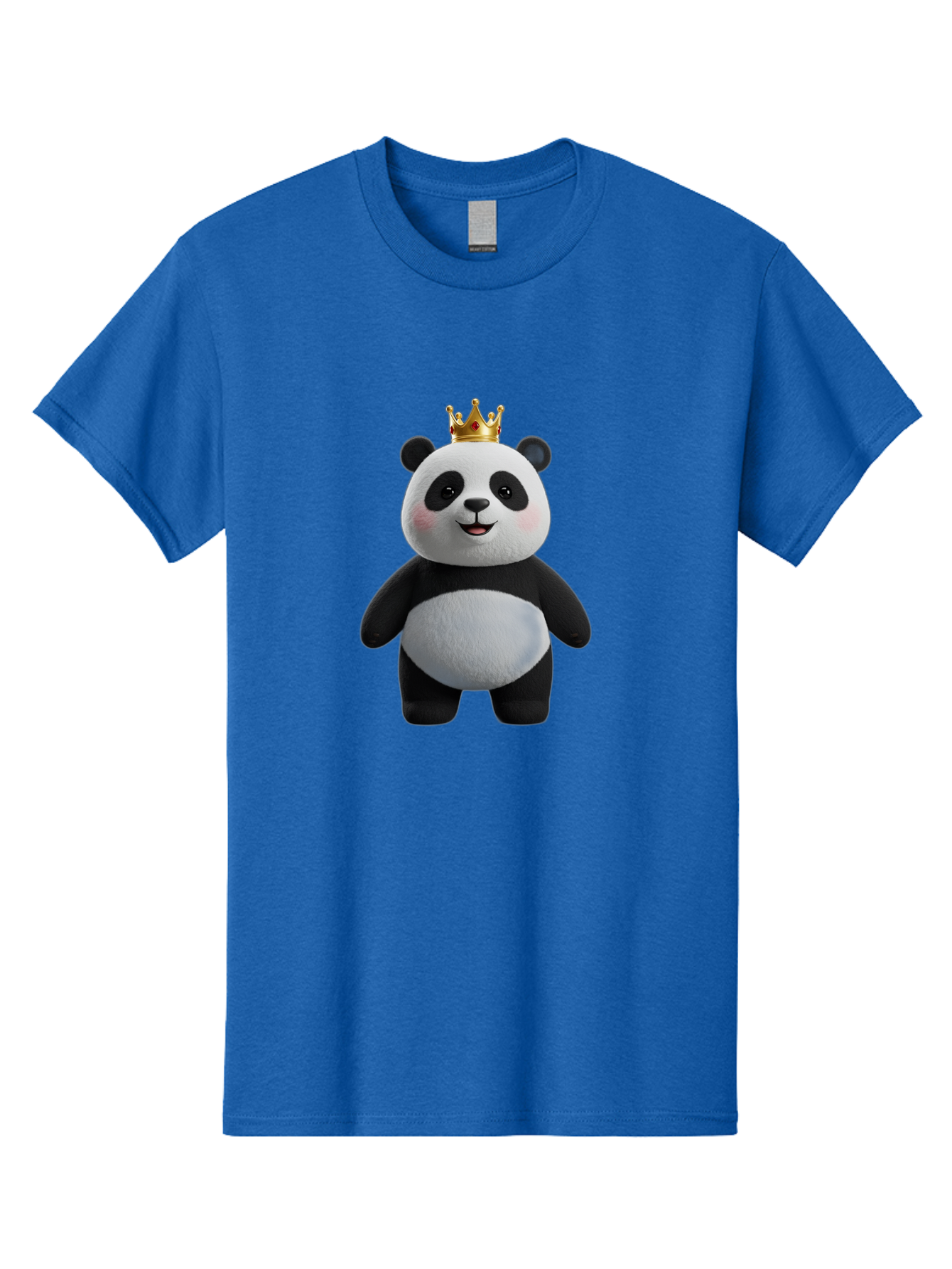 Panda-With-Crown-7 Men'S Graphic Tee, 100% Cotton, Comfortable Casual Summer Wear, Machine Washable, Cartoon Panda, Cute Animal, Panda Bear, Crown On Head, Regal Animal, Adorable Creature, Funny Character, Digital Art, Illustration, Bae614