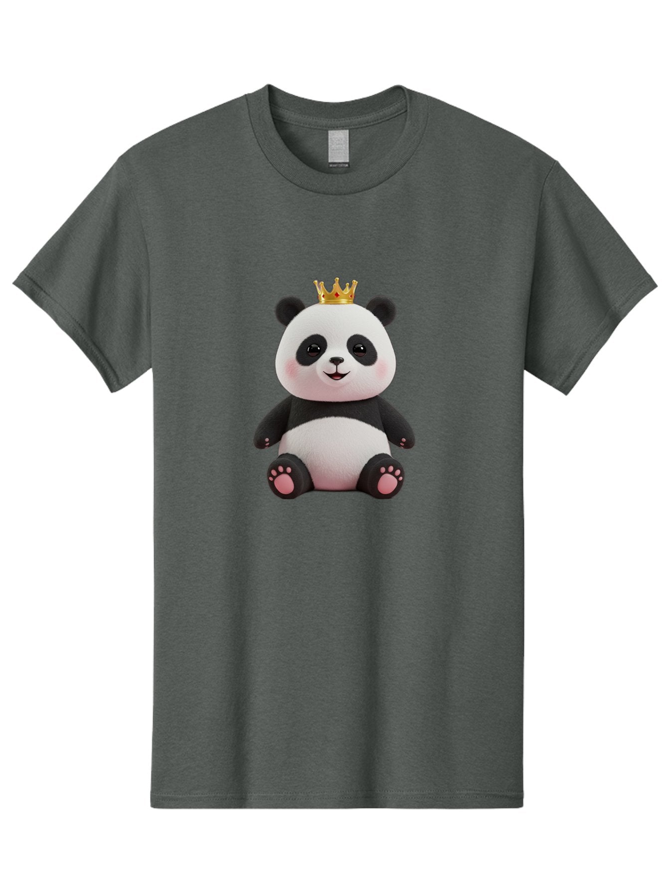 Panda-With-Crown-8 Men'S Graphic Tee, 100% Cotton, Comfortable Casual Summer Wear, Machine Washable, Cute Panda Bear, Plush Toy, Cartoon Character, Royal Crown, Black And White Fur, Smiling Face, Adorable Expression, Kawaii Style, Funny Animal Bae615 7