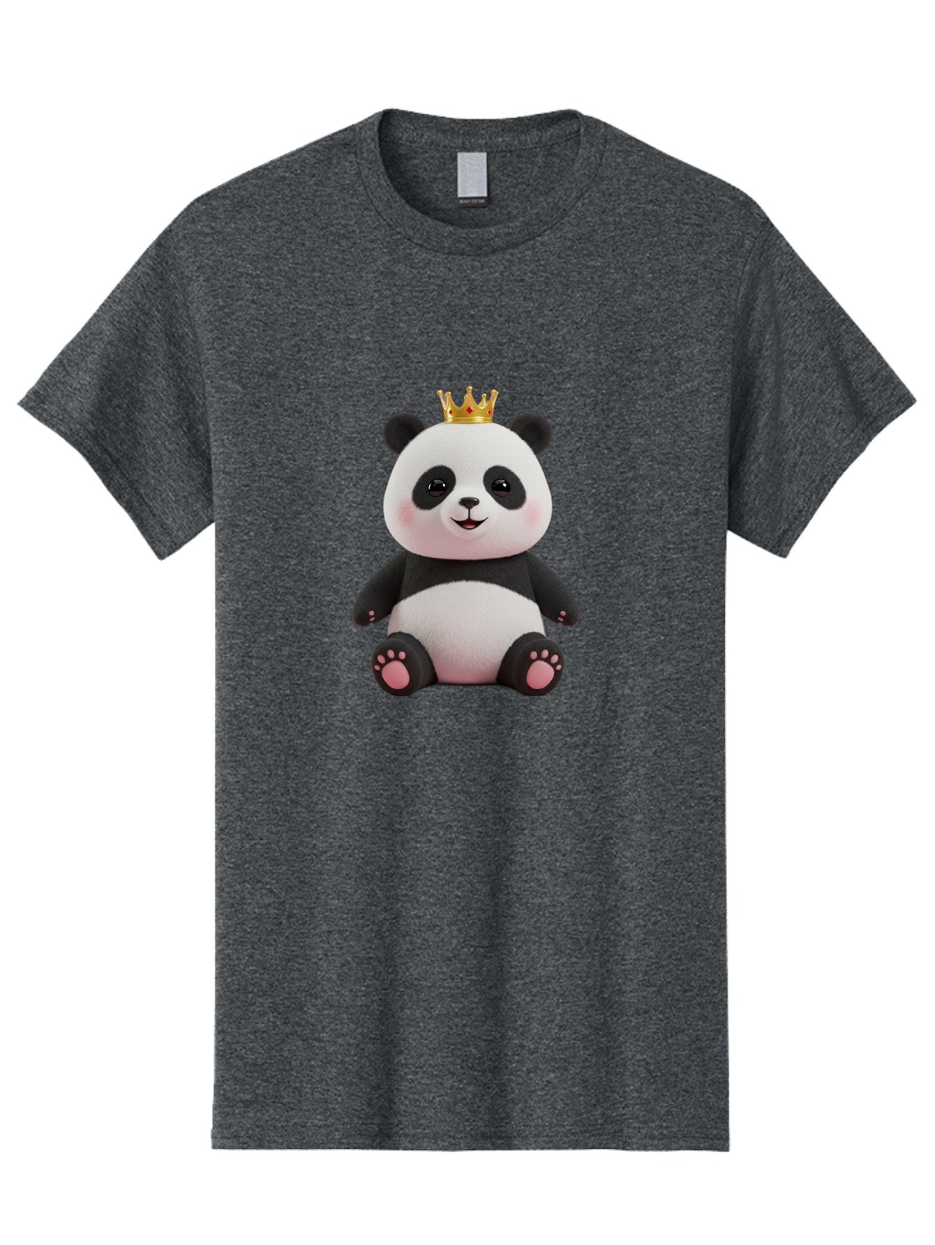 Panda-With-Crown-8 Men'S Graphic Tee, 100% Cotton, Comfortable Casual Summer Wear, Machine Washable, Cute Panda Bear, Plush Toy, Cartoon Character, Royal Crown, Black And White Fur, Smiling Face, Adorable Expression, Kawaii Style, Funny Animal Bae615 9