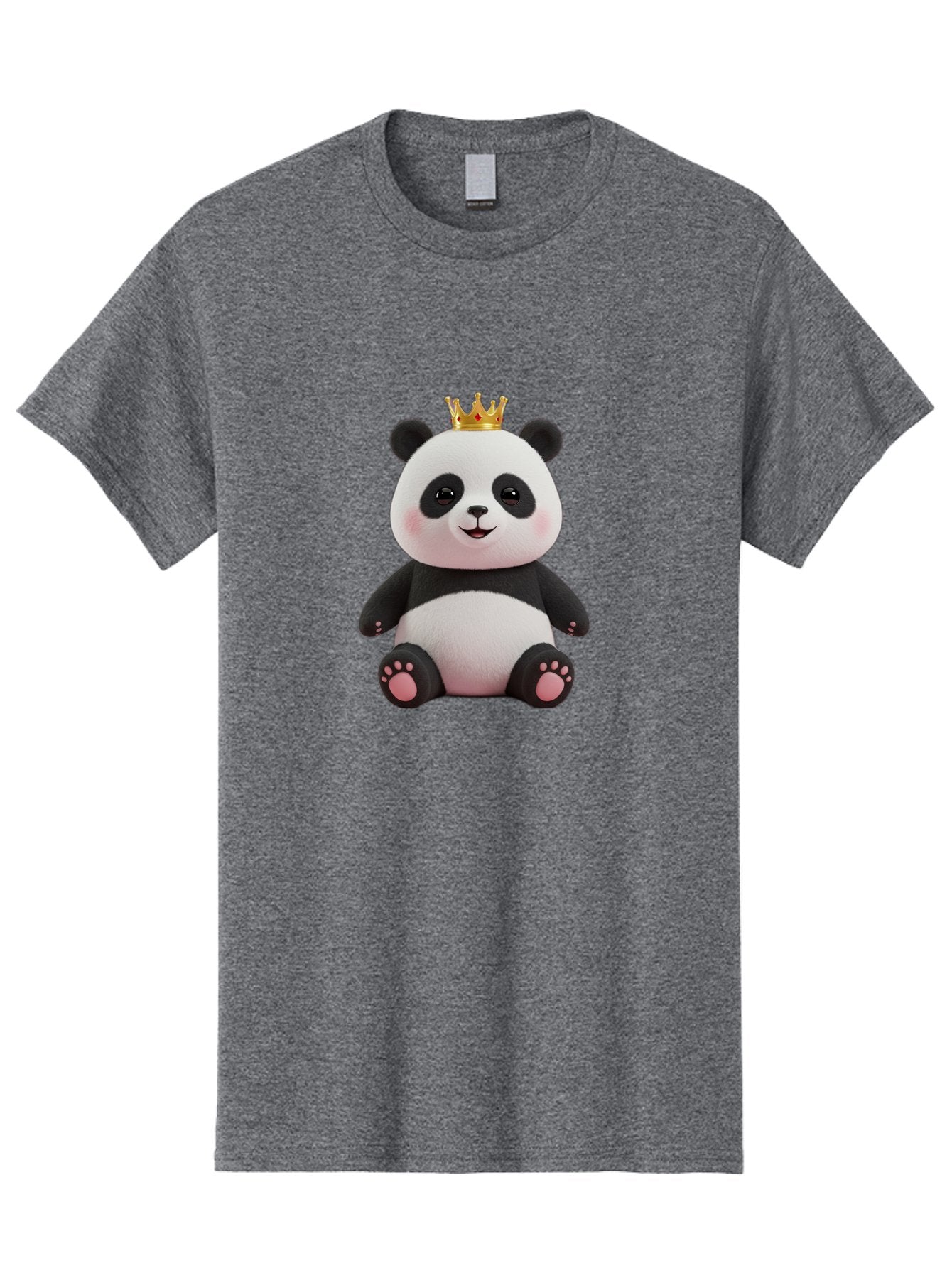 Panda-With-Crown-8 Men'S Graphic Tee, 100% Cotton, Comfortable Casual Summer Wear, Machine Washable, Cute Panda Bear, Plush Toy, Cartoon Character, Royal Crown, Black And White Fur, Smiling Face, Adorable Expression, Kawaii Style, Funny Animal Bae615 6