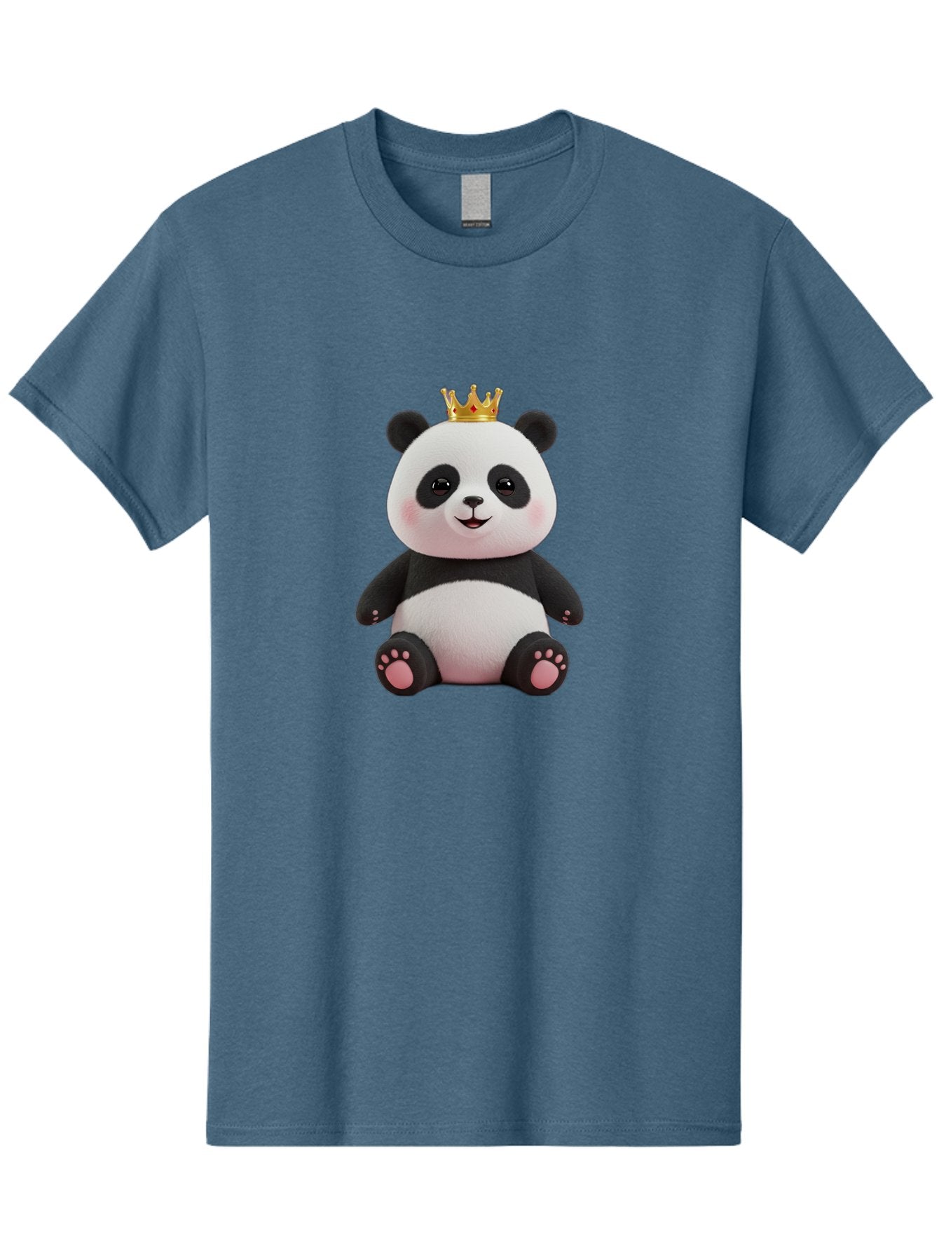 Panda-With-Crown-8 Men'S Graphic Tee, 100% Cotton, Comfortable Casual Summer Wear, Machine Washable, Cute Panda Bear, Plush Toy, Cartoon Character, Royal Crown, Black And White Fur, Smiling Face, Adorable Expression, Kawaii Style, Funny Animal Bae615 15