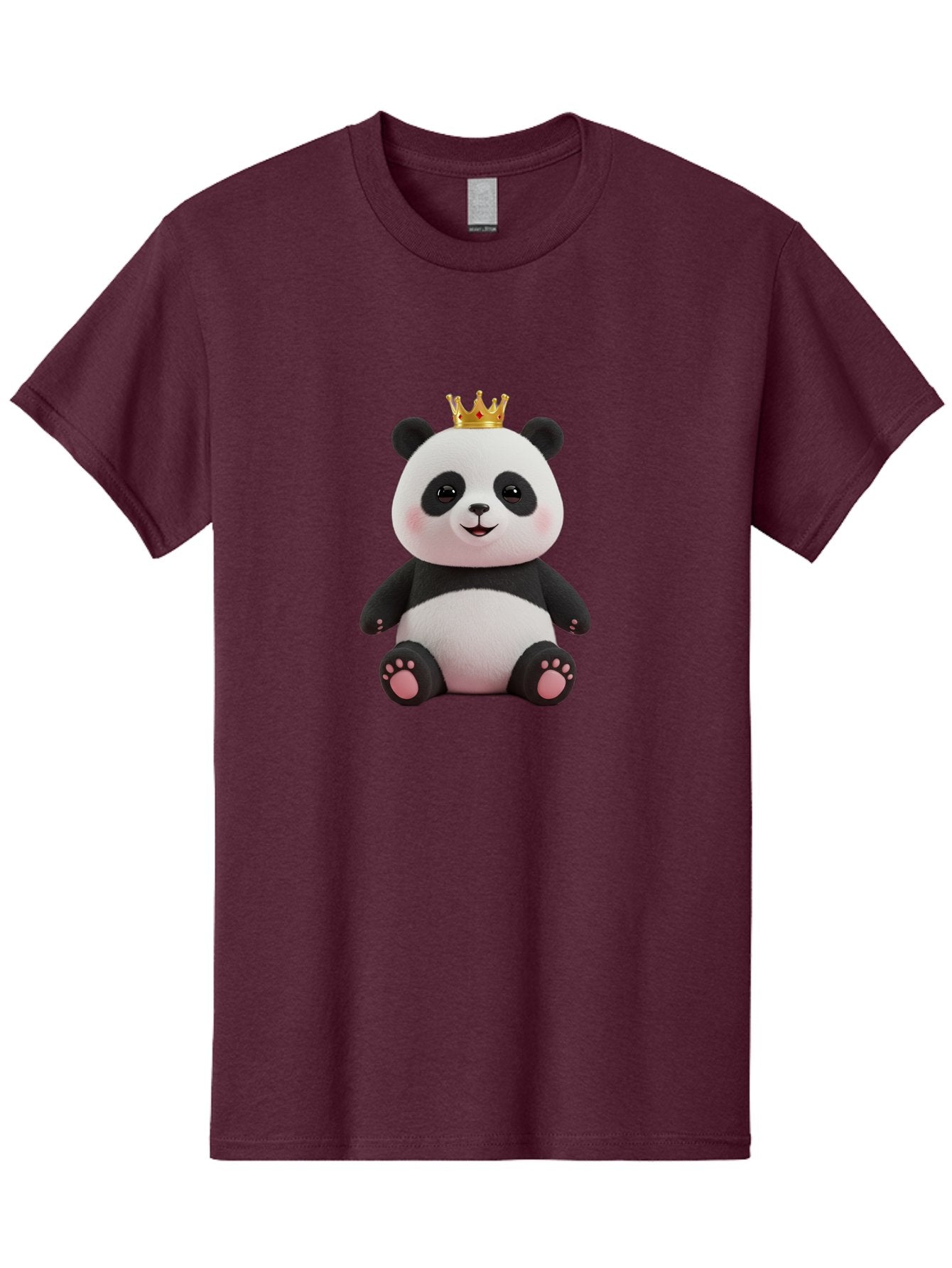 Panda-With-Crown-8 Men'S Graphic Tee, 100% Cotton, Comfortable Casual Summer Wear, Machine Washable, Cute Panda Bear, Plush Toy, Cartoon Character, Royal Crown, Black And White Fur, Smiling Face, Adorable Expression, Kawaii Style, Funny Animal Bae615 8