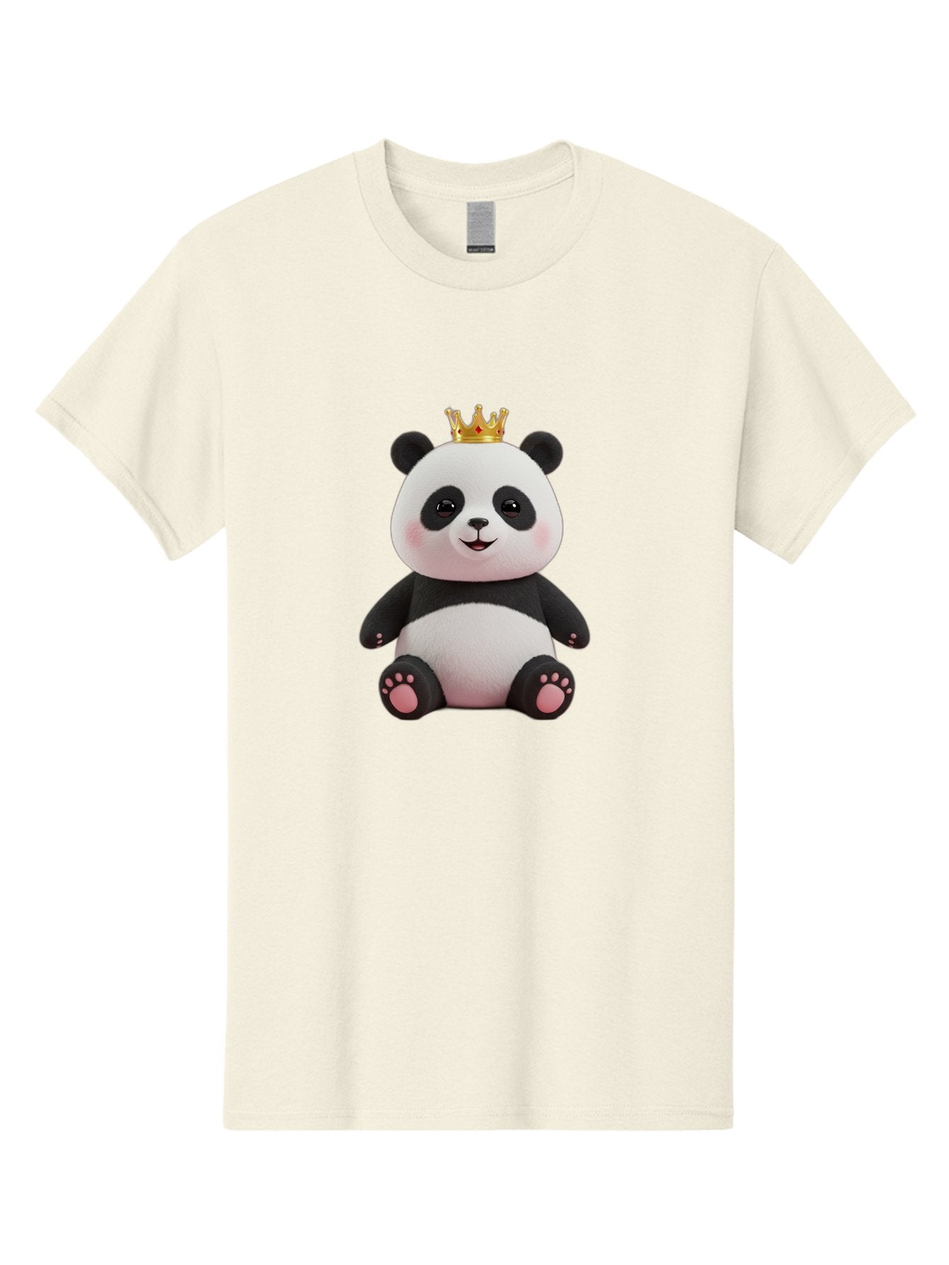 Panda-With-Crown-8 Men'S Graphic Tee, 100% Cotton, Comfortable Casual Summer Wear, Machine Washable, Cute Panda Bear, Plush Toy, Cartoon Character, Royal Crown, Black And White Fur, Smiling Face, Adorable Expression, Kawaii Style, Funny Animal Bae615 4