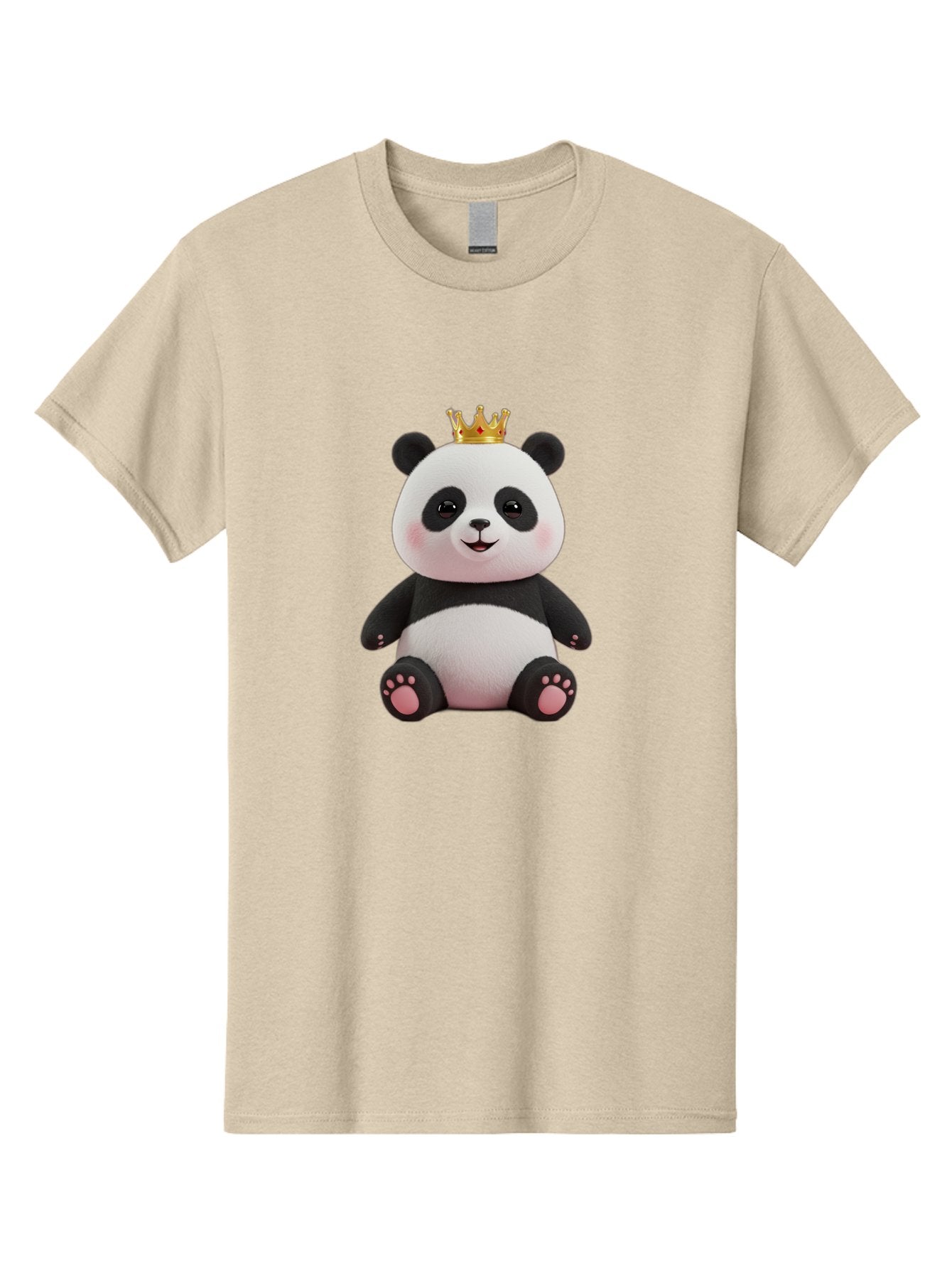 Panda-With-Crown-8 Men'S Graphic Tee, 100% Cotton, Comfortable Casual Summer Wear, Machine Washable, Cute Panda Bear, Plush Toy, Cartoon Character, Royal Crown, Black And White Fur, Smiling Face, Adorable Expression, Kawaii Style, Funny Animal Bae615 13