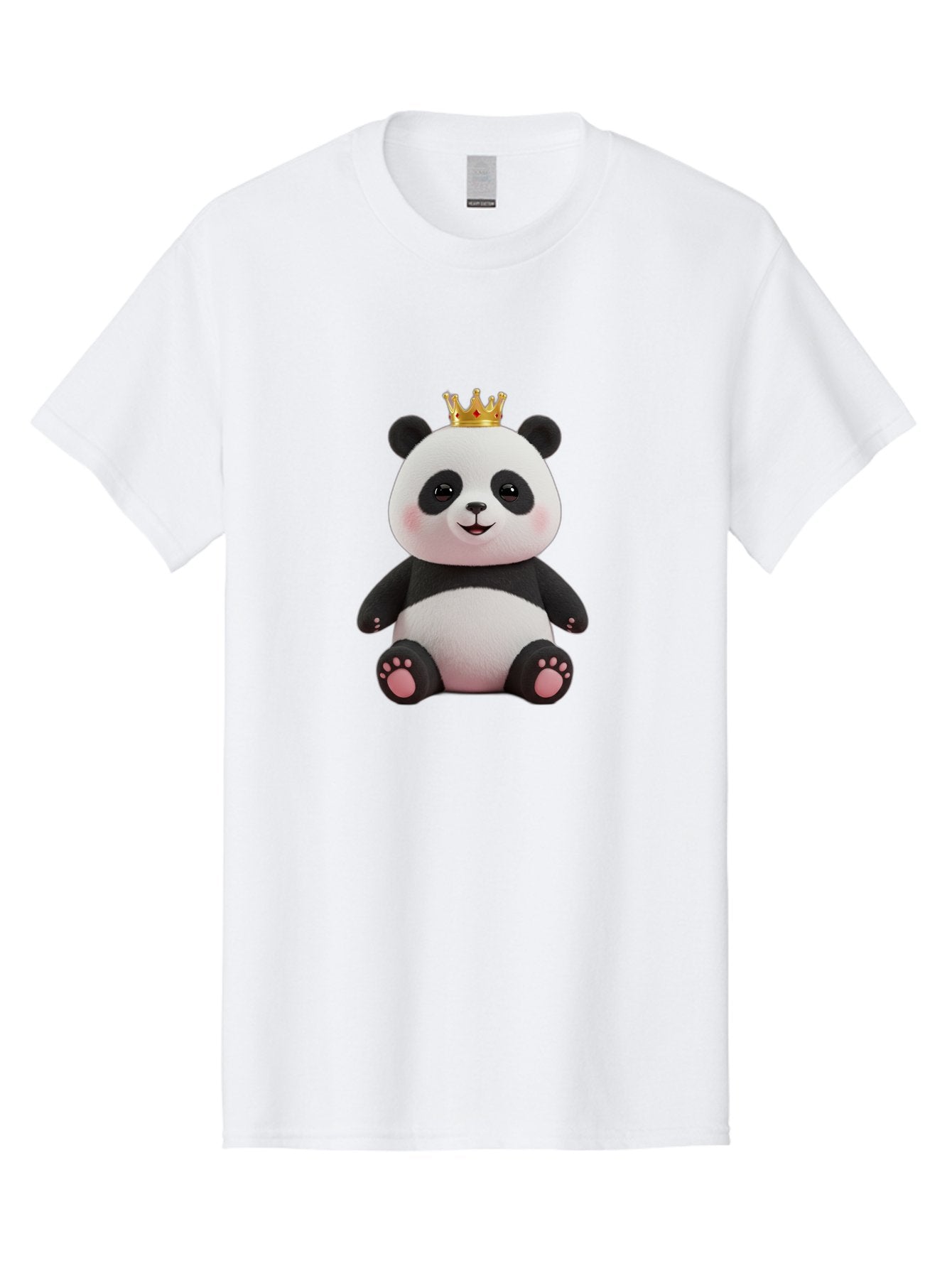 Panda-With-Crown-8 Men'S Graphic Tee, 100% Cotton, Comfortable Casual Summer Wear, Machine Washable, Cute Panda Bear, Plush Toy, Cartoon Character, Royal Crown, Black And White Fur, Smiling Face, Adorable Expression, Kawaii Style, Funny Animal Bae615 14