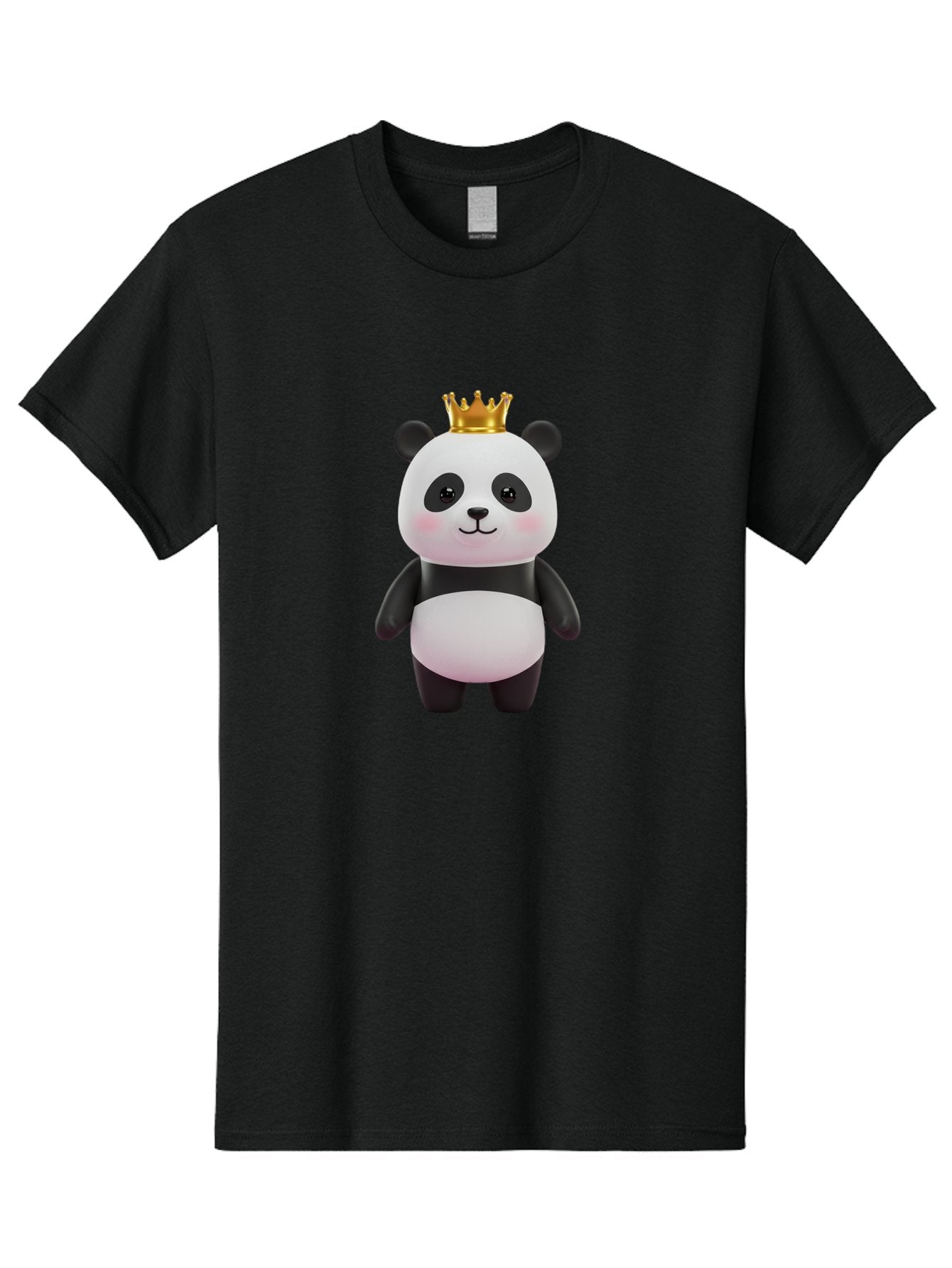 Panda-With-Crown Men'S Graphic Tee, 100% Cotton, Comfortable Casual Summer Wear, Machine Washable, Cute Panda Bear, Cartoon Character, Golden Crown, Kawaii, Adorable, Stuffed Animal, Plush Toy, Royalty, Regal, Black And White Bae616 13