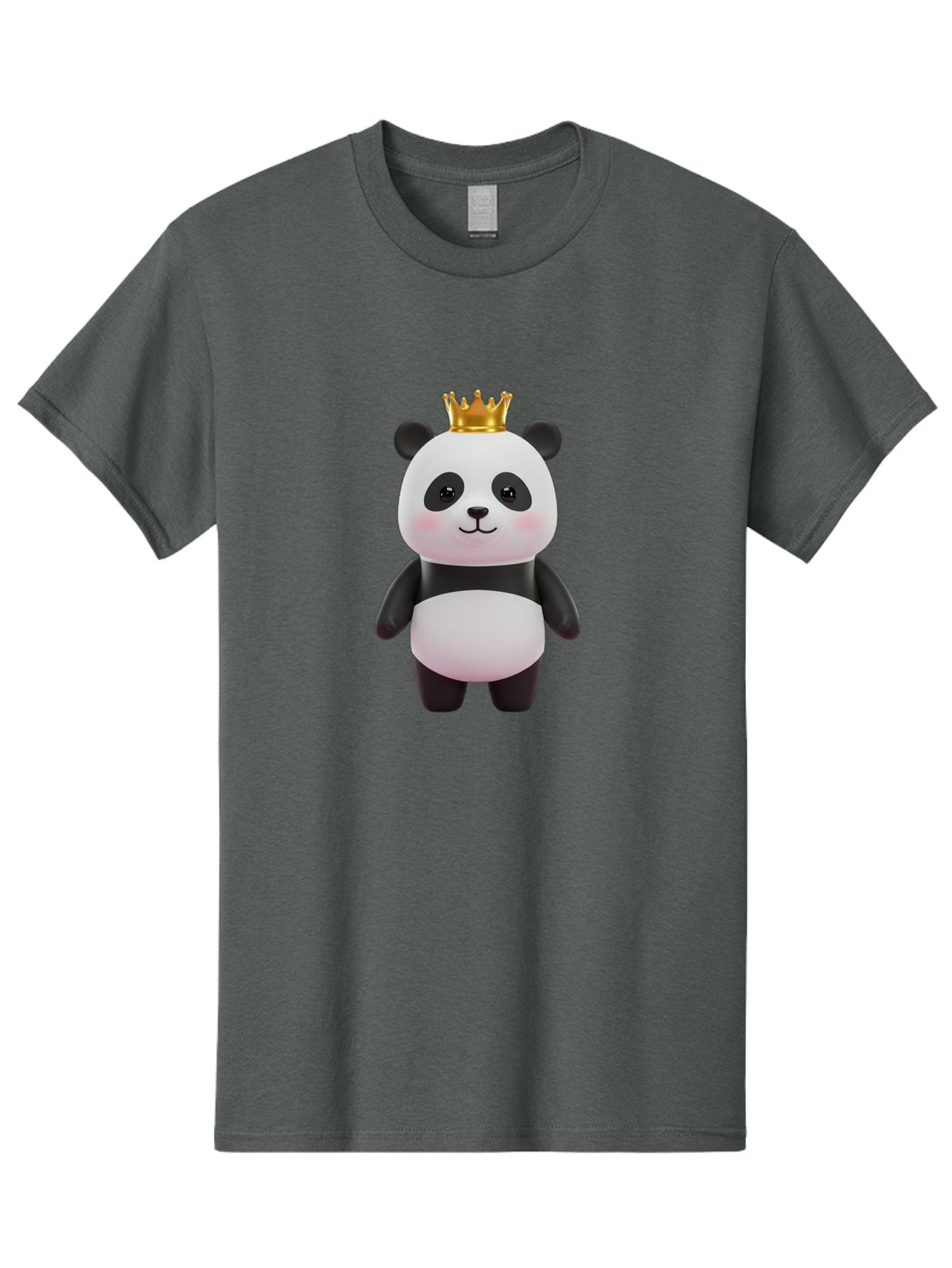Panda-With-Crown Men'S Graphic Tee, 100% Cotton, Comfortable Casual Summer Wear, Machine Washable, Cute Panda Bear, Cartoon Character, Golden Crown, Kawaii, Adorable, Stuffed Animal, Plush Toy, Royalty, Regal, Black And White Bae616 4