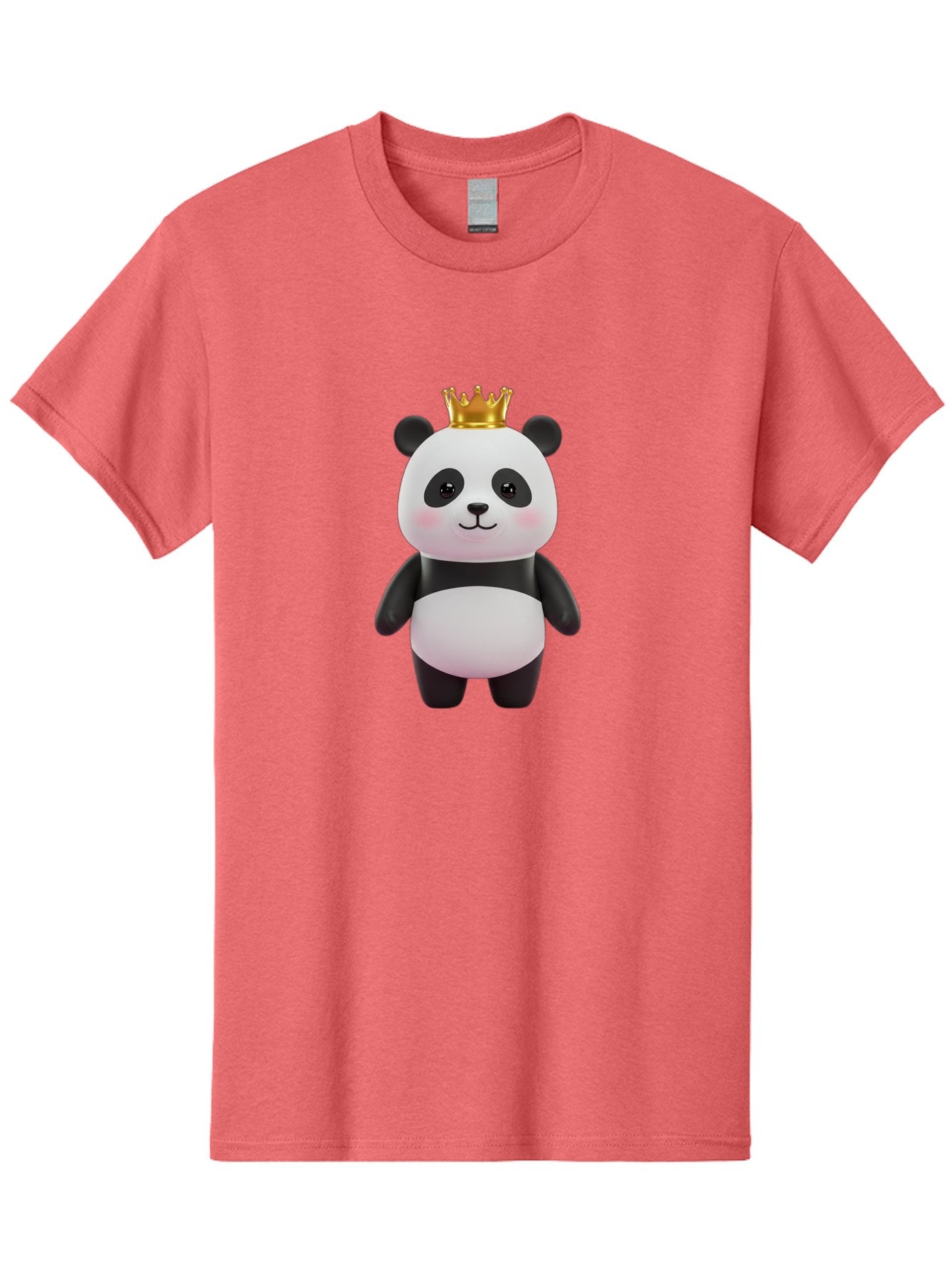 Panda-With-Crown Men'S Graphic Tee, 100% Cotton, Comfortable Casual Summer Wear, Machine Washable, Cute Panda Bear, Cartoon Character, Golden Crown, Kawaii, Adorable, Stuffed Animal, Plush Toy, Royalty, Regal, Black And White Bae616 5