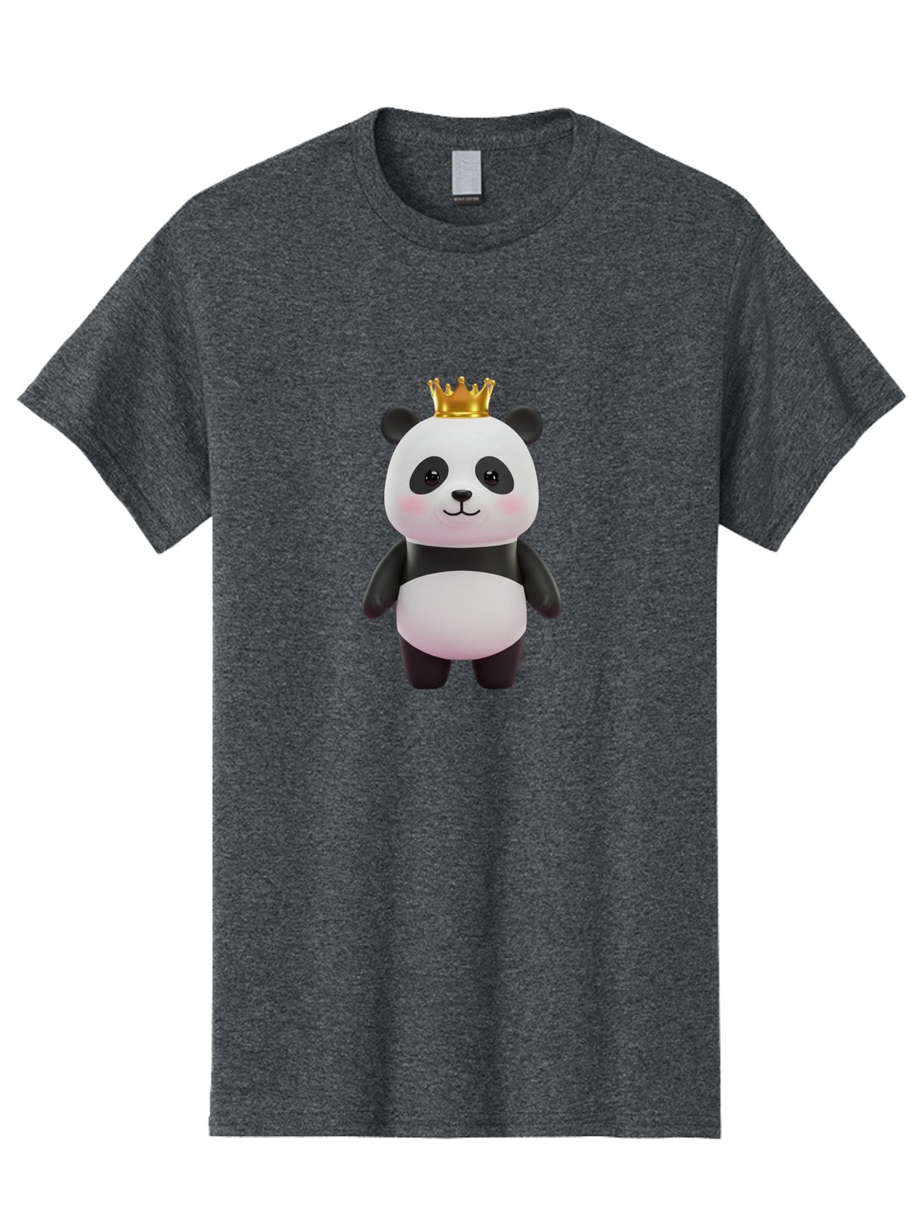 Panda-With-Crown Men'S Graphic Tee, 100% Cotton, Comfortable Casual Summer Wear, Machine Washable, Cute Panda Bear, Cartoon Character, Golden Crown, Kawaii, Adorable, Stuffed Animal, Plush Toy, Royalty, Regal, Black And White Bae616 12