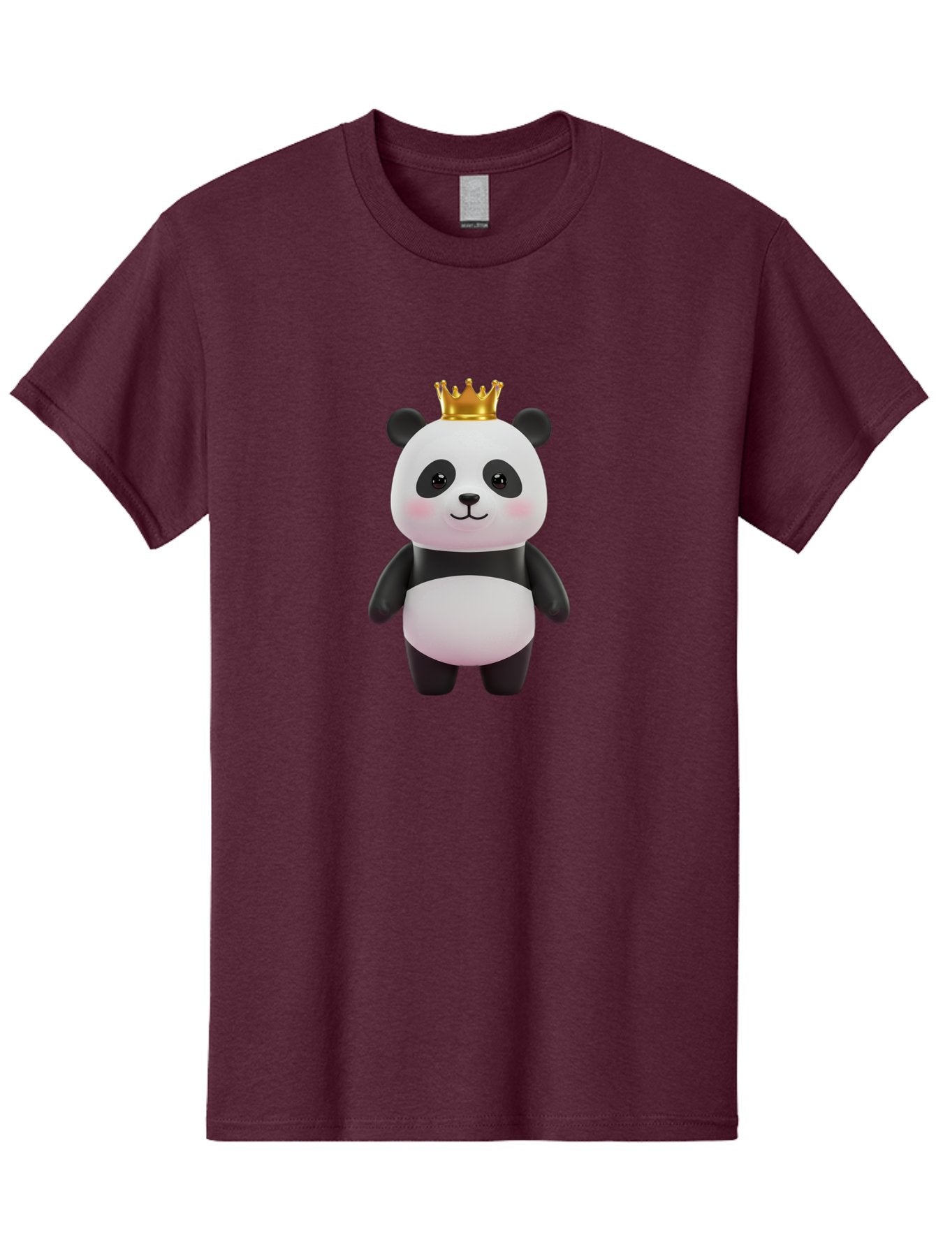 Panda-With-Crown Men'S Graphic Tee, 100% Cotton, Comfortable Casual Summer Wear, Machine Washable, Cute Panda Bear, Cartoon Character, Golden Crown, Kawaii, Adorable, Stuffed Animal, Plush Toy, Royalty, Regal, Black And White Bae616 9