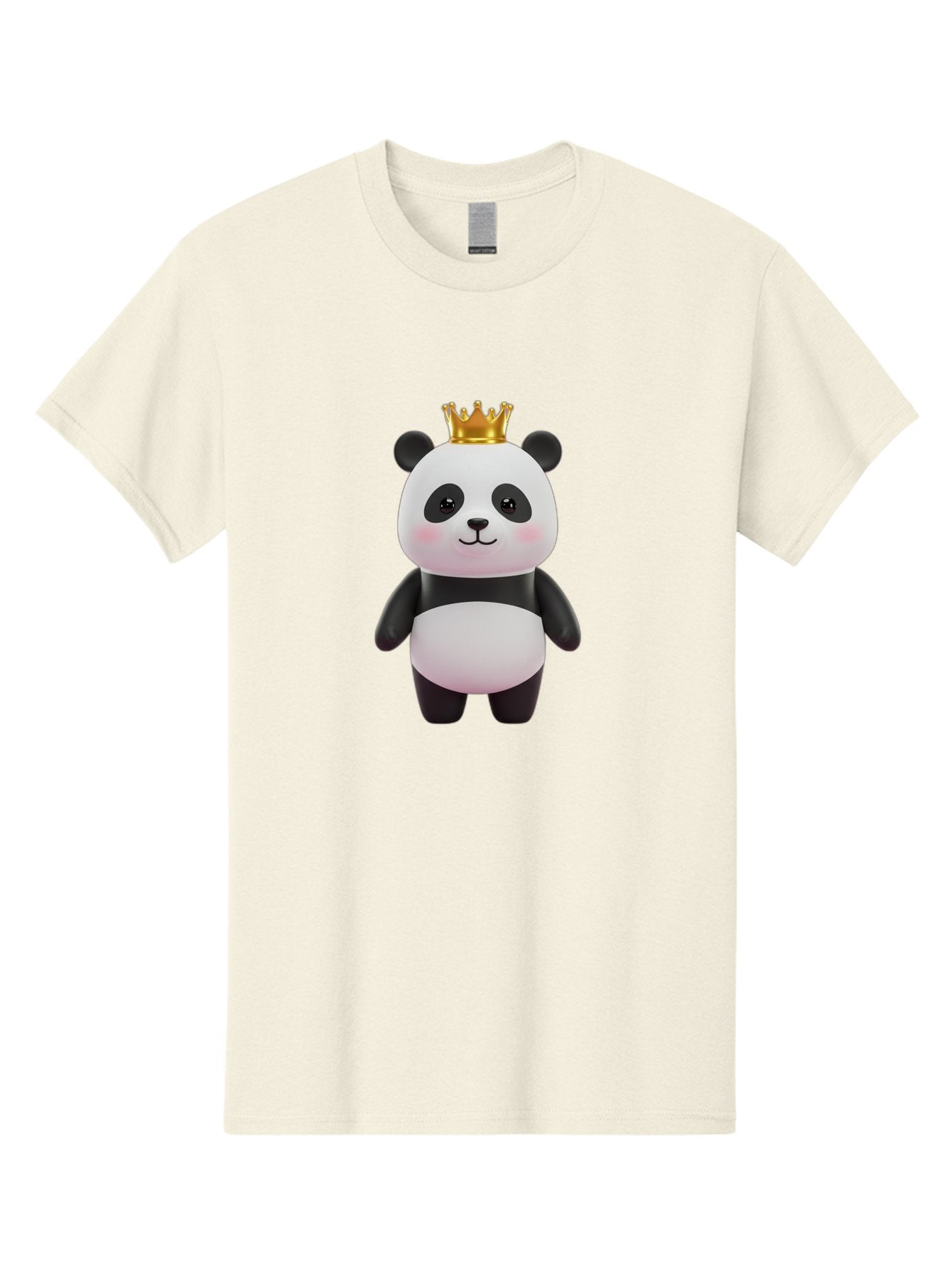 Panda-With-Crown Men'S Graphic Tee, 100% Cotton, Comfortable Casual Summer Wear, Machine Washable, Cute Panda Bear, Cartoon Character, Golden Crown, Kawaii, Adorable, Stuffed Animal, Plush Toy, Royalty, Regal, Black And White Bae616 8