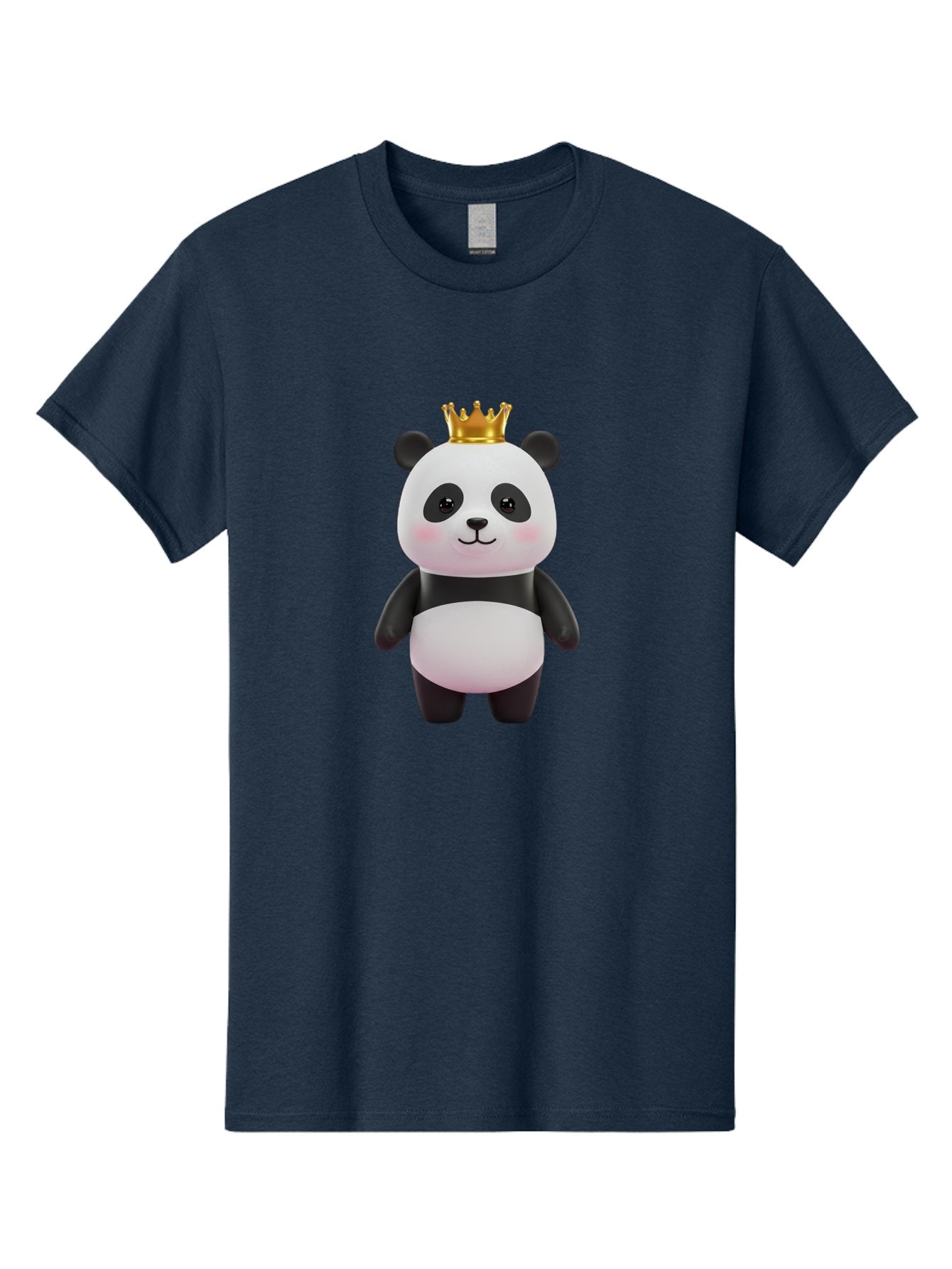 Panda-With-Crown Men'S Graphic Tee, 100% Cotton, Comfortable Casual Summer Wear, Machine Washable, Cute Panda Bear, Cartoon Character, Golden Crown, Kawaii, Adorable, Stuffed Animal, Plush Toy, Royalty, Regal, Black And White Bae616 6