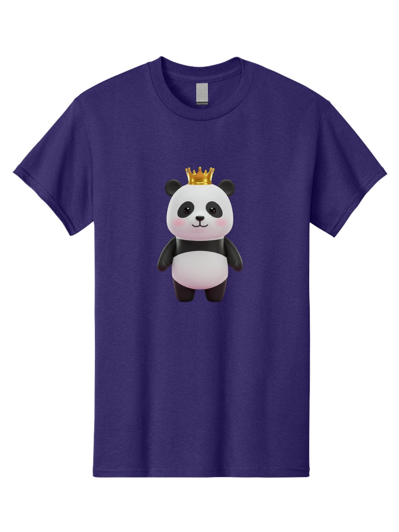 Panda-With-Crown Men'S Graphic Tee, 100% Cotton, Comfortable Casual Summer Wear, Machine Washable, Cute Panda Bear, Cartoon Character, Golden Crown, Kawaii, Adorable, Stuffed Animal, Plush Toy, Royalty, Regal, Black And White Bae616 14
