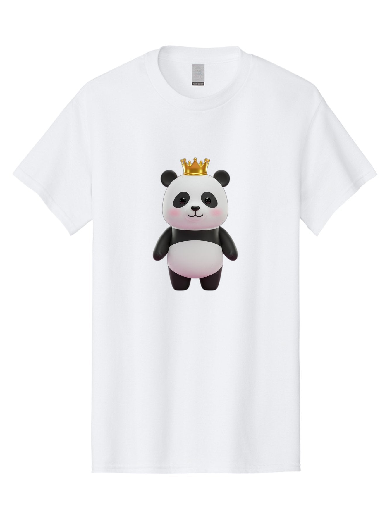 Panda-With-Crown Men'S Graphic Tee, 100% Cotton, Comfortable Casual Summer Wear, Machine Washable, Cute Panda Bear, Cartoon Character, Golden Crown, Kawaii, Adorable, Stuffed Animal, Plush Toy, Royalty, Regal, Black And White Bae616 15