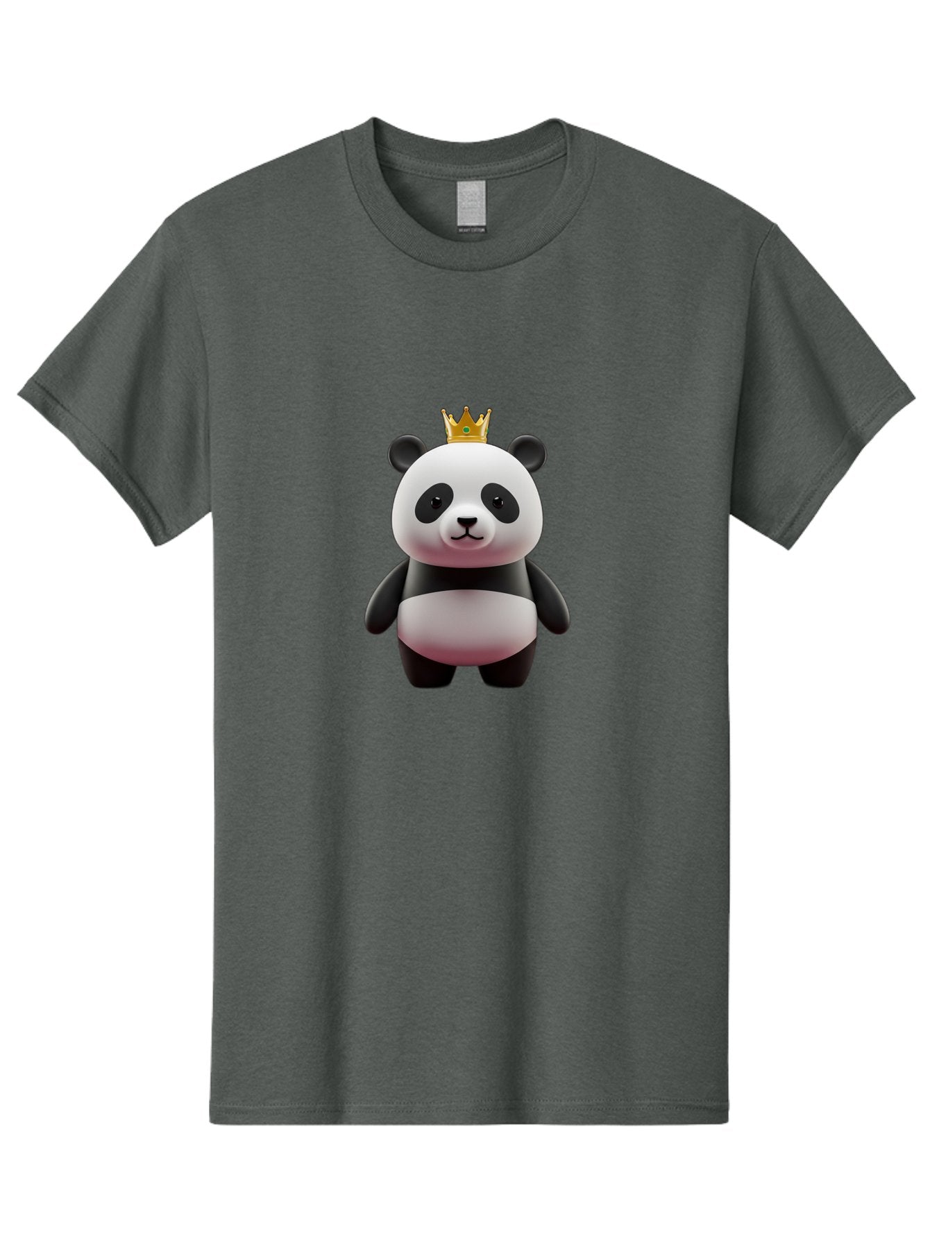 Panda-With-Gold-Crown Men'S Graphic Tee, 100% Cotton, Comfortable Casual Summer Wear, Machine Washable, Cartoon Panda, Panda Bear, Cute Animal, Crown On Head, Royal Treatment, Adorable Creature, Funny Character, 3D Illustration, Bae618 4