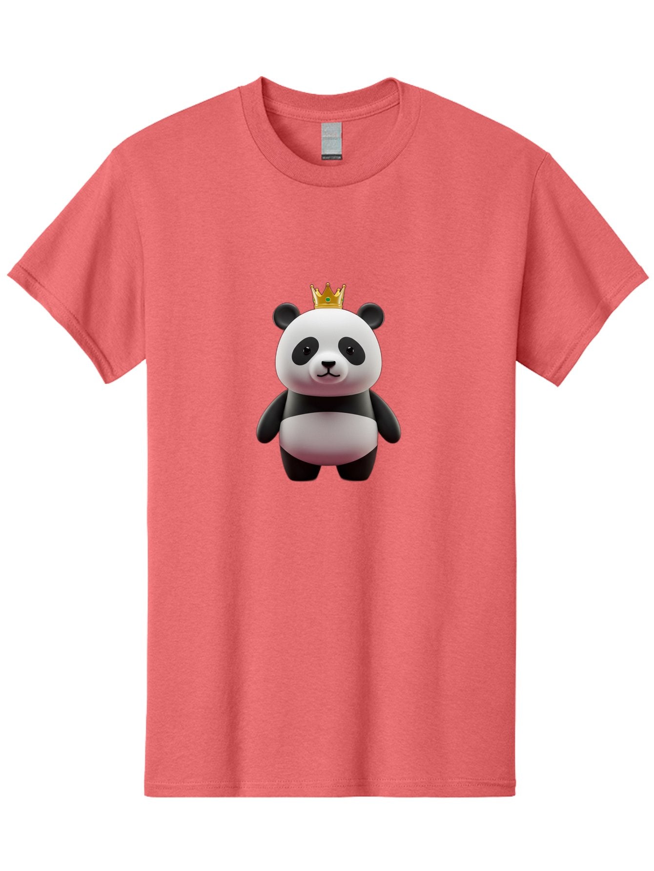 Panda-With-Gold-Crown Men'S Graphic Tee, 100% Cotton, Comfortable Casual Summer Wear, Machine Washable, Cartoon Panda, Panda Bear, Cute Animal, Crown On Head, Royal Treatment, Adorable Creature, Funny Character, 3D Illustration, Bae618 3