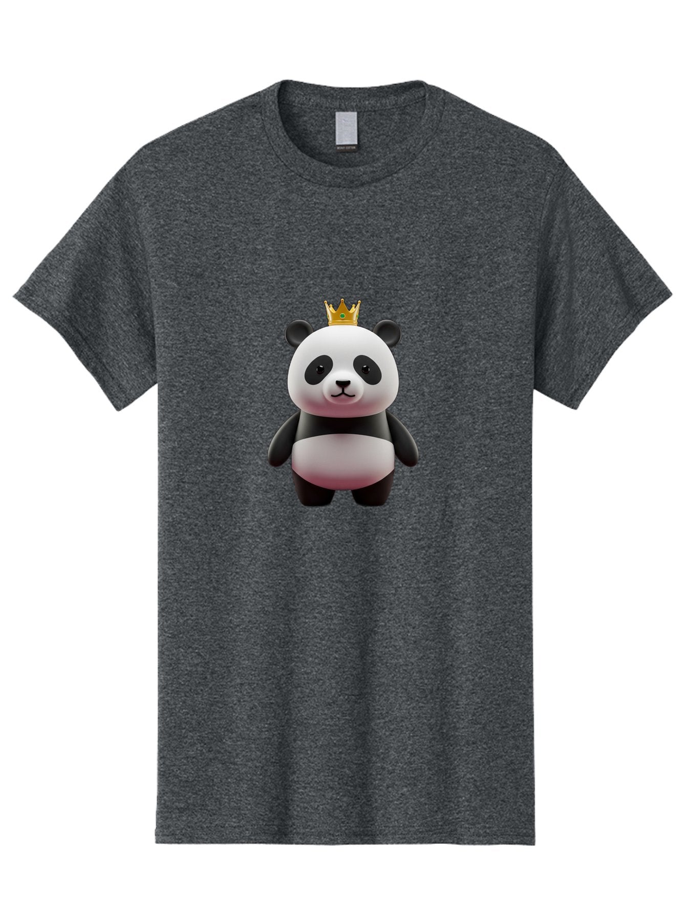 Panda-With-Gold-Crown Men'S Graphic Tee, 100% Cotton, Comfortable Casual Summer Wear, Machine Washable, Cartoon Panda, Panda Bear, Cute Animal, Crown On Head, Royal Treatment, Adorable Creature, Funny Character, 3D Illustration, Bae618